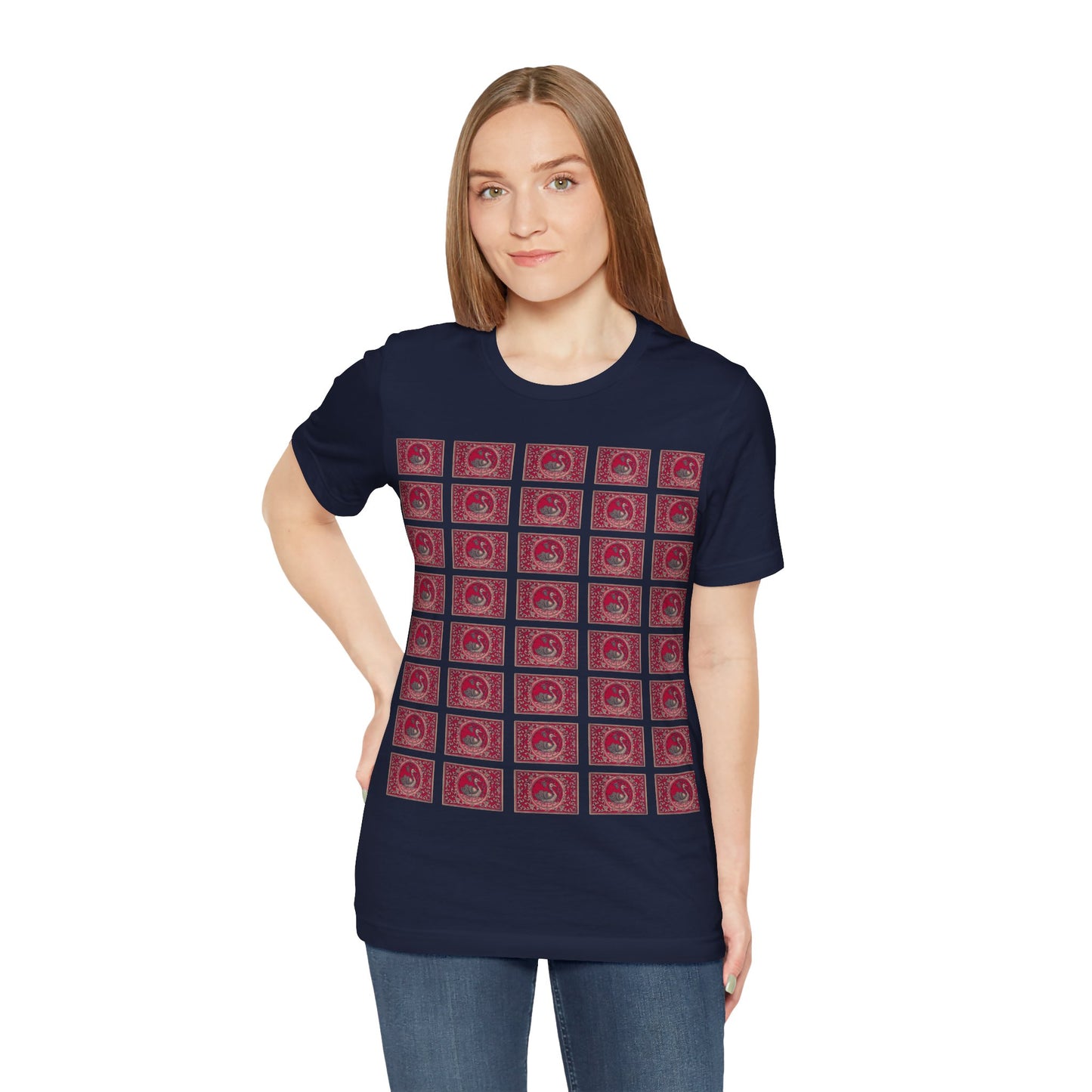The Swan Grid — Vintage Japanese Matchbox Label Unisex Tee