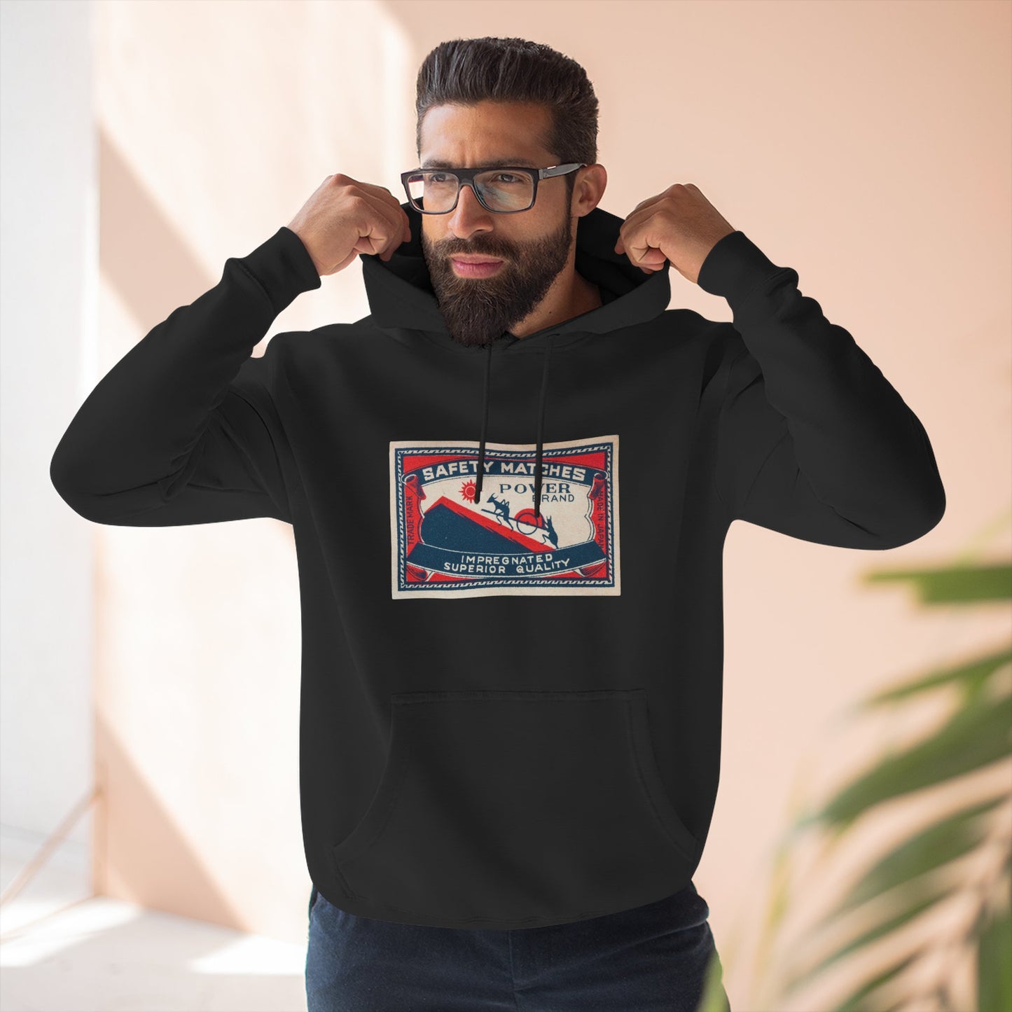 Power Brand Safety Matches Vintage Japanese Matchbox Label Unisex Pullover Hoodie Taisho Era Archive
