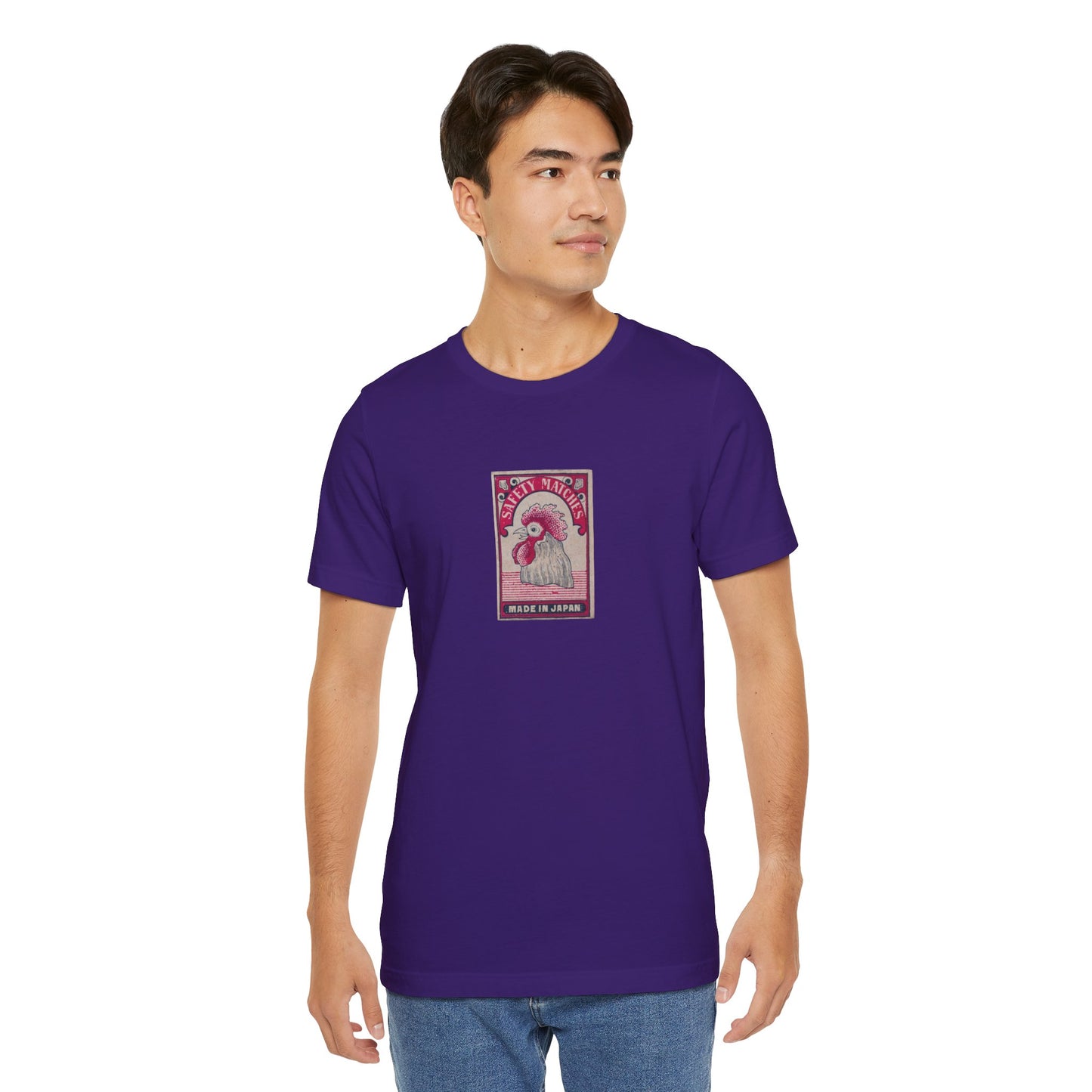 Rooster Head Safety Matches Vintage Japanese Matchbox Label Unisex Tee