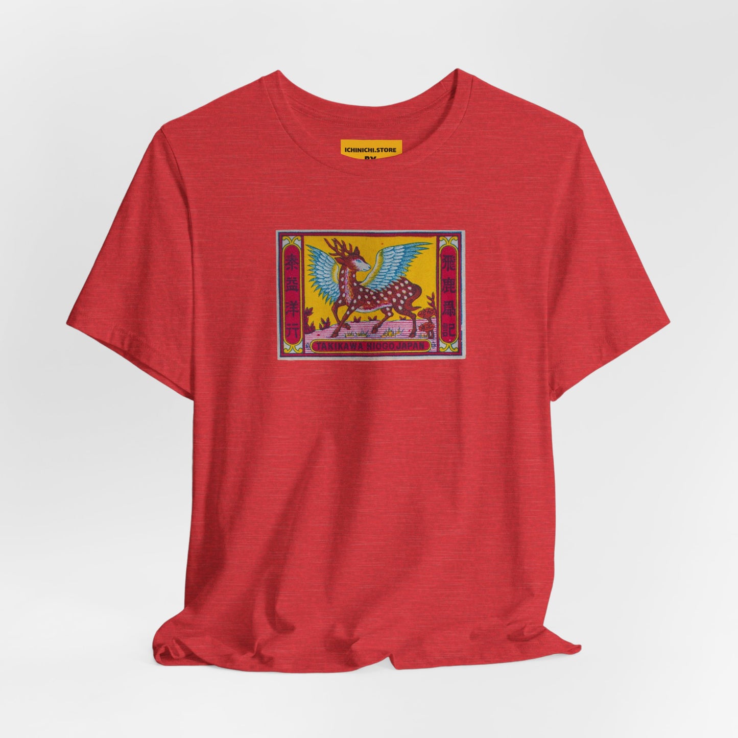 Flying Deer Vintage Japanese Winged Stag Matchbox Label Tee