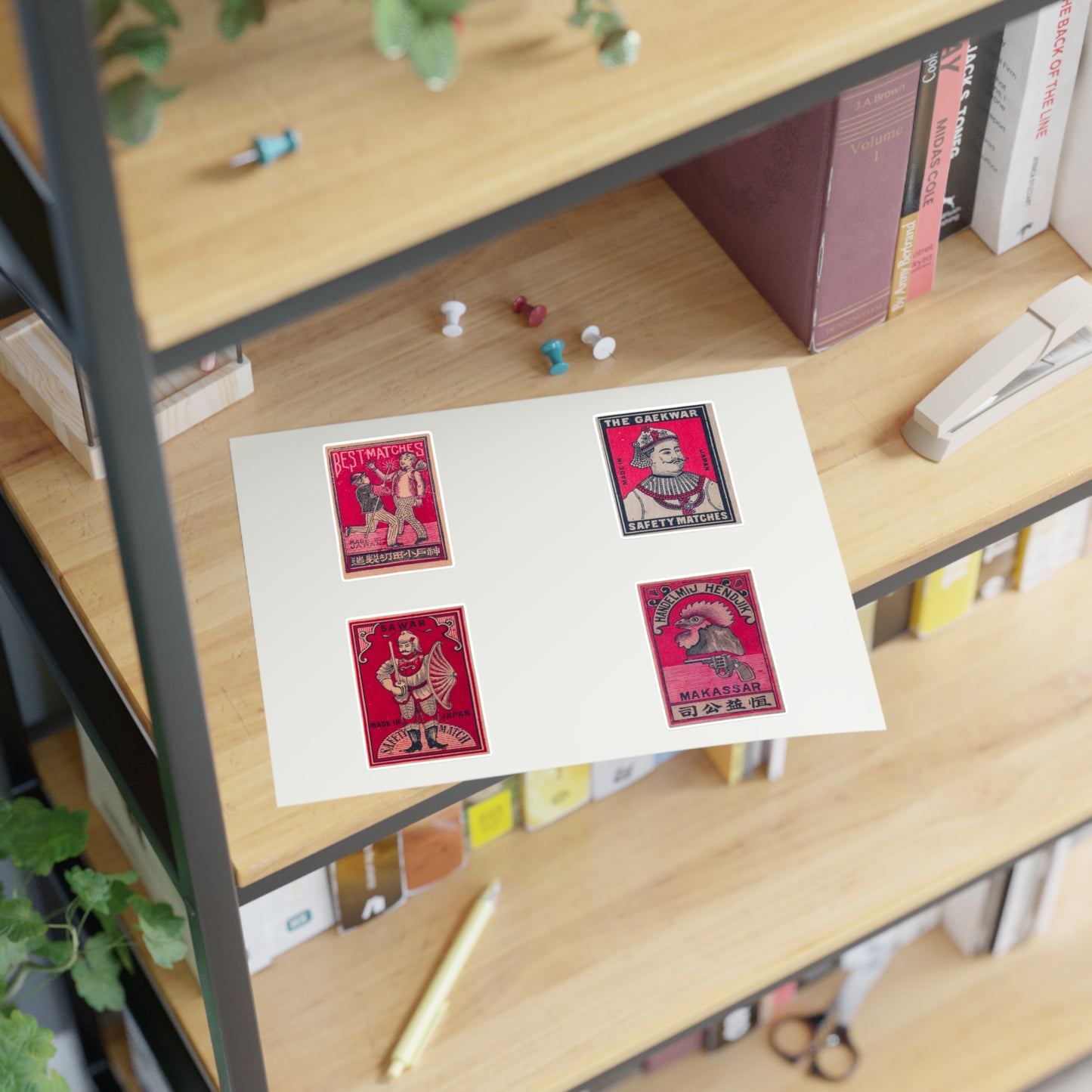 Japanese Matchbox Figures Labels Sticker Sheet