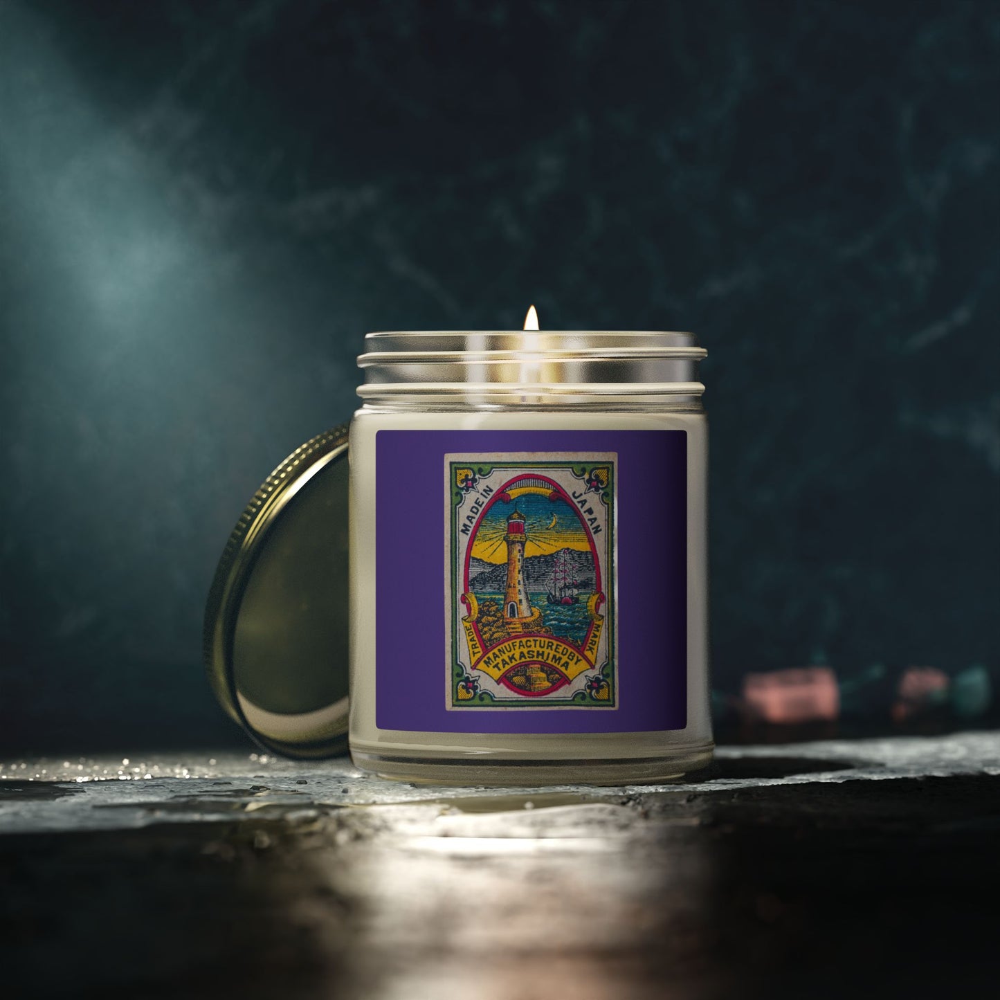 Takashima Lighthouse , Vintage Japanese Matchbox Label Scented Candle | Meiji Era Maritime Archive