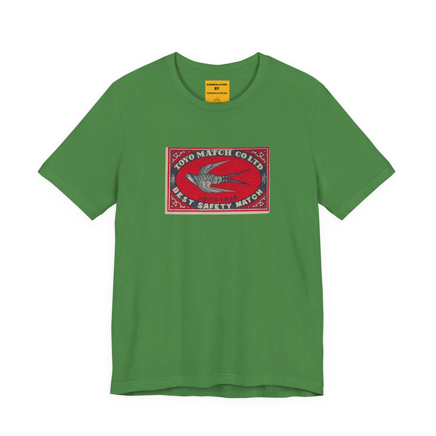 Toyo Match Swallow Vintage Japanese Matchbox Label Unisex Tee Taisho Era Archive