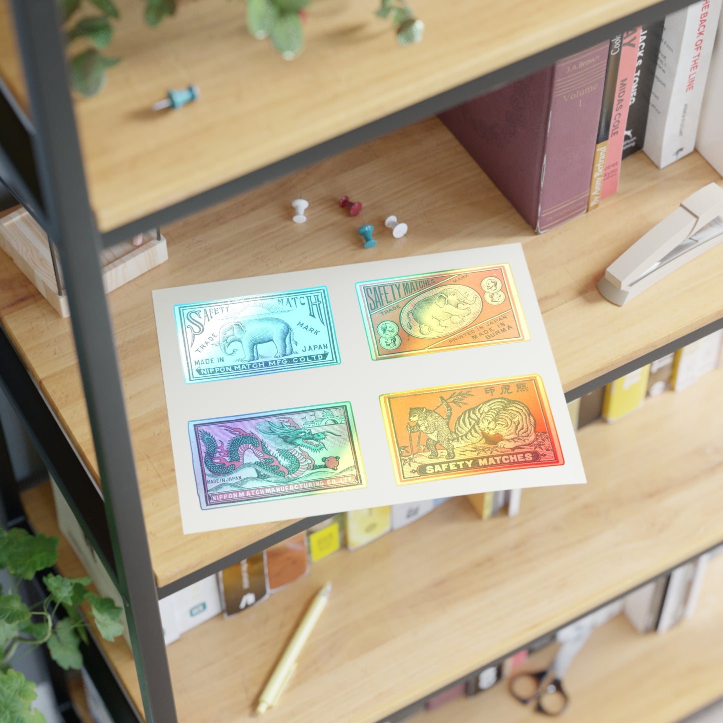 Japanese Matchbox Animal Labels Sticker Sheet