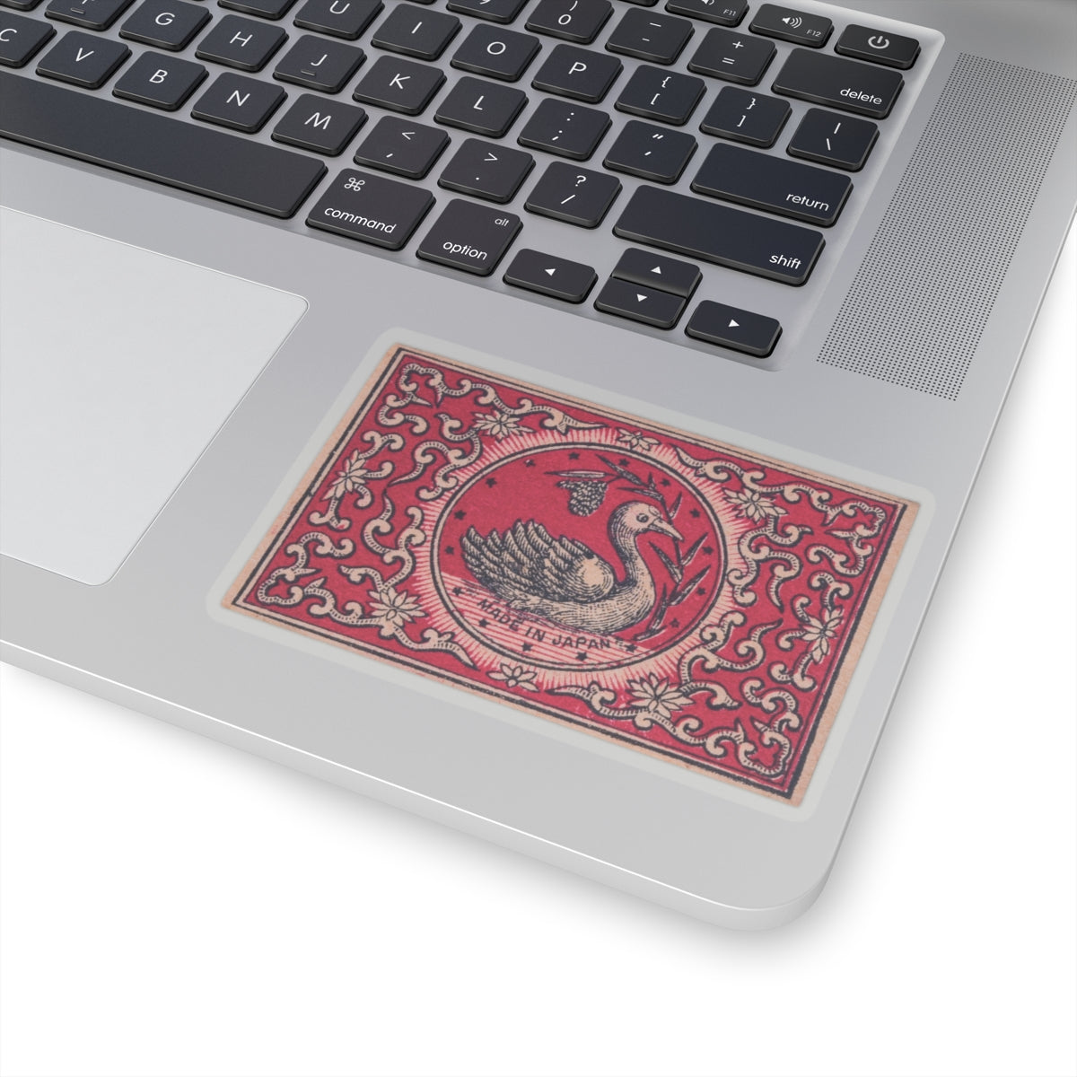 The Swan , Vintage Japanese Matchbox Label Vinyl Sticker | Meiji Era Ornamental Archive