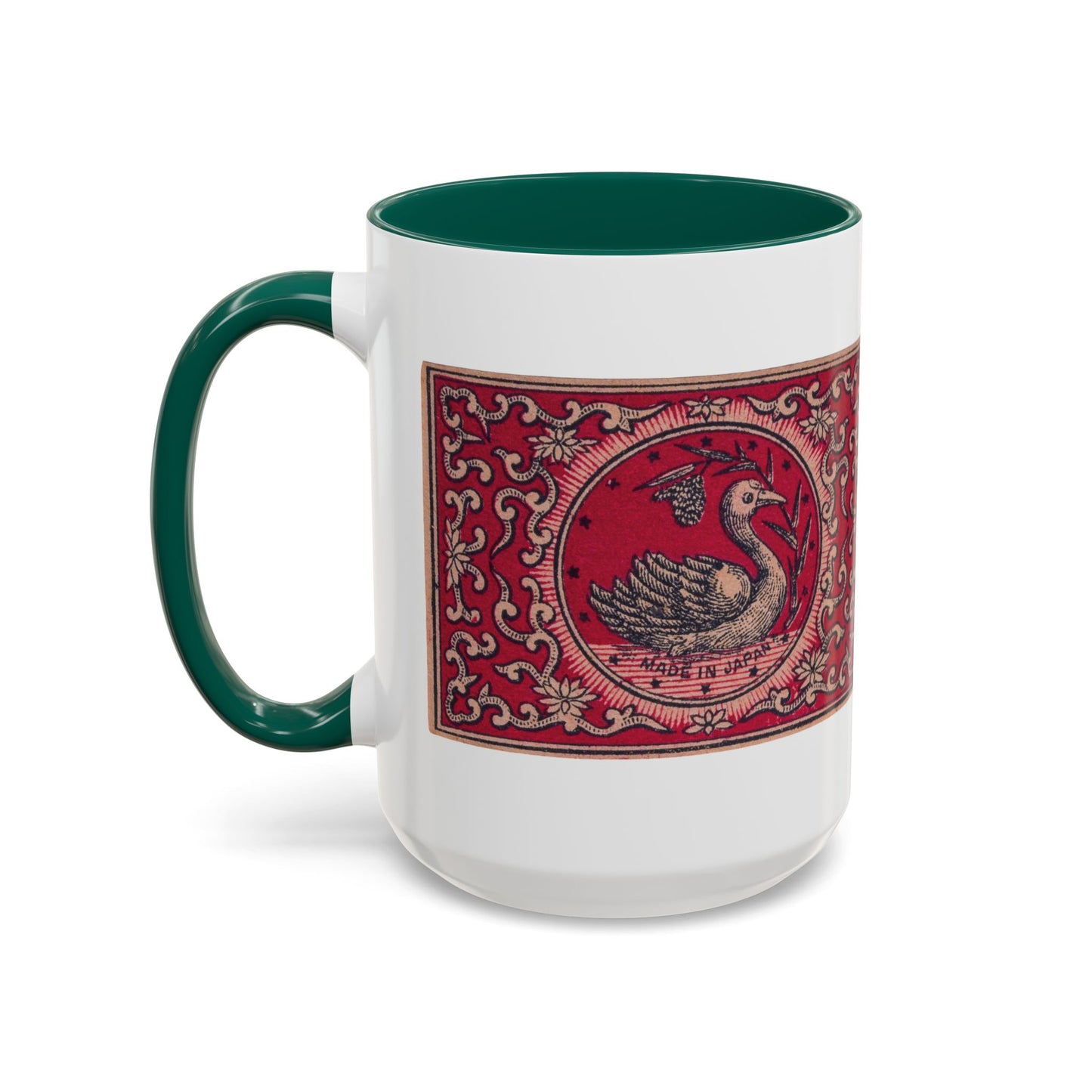Swan Trade Mark Vintage Japanese Matchbox Label Two-Tone Ceramic Mug Meiji Era Archive