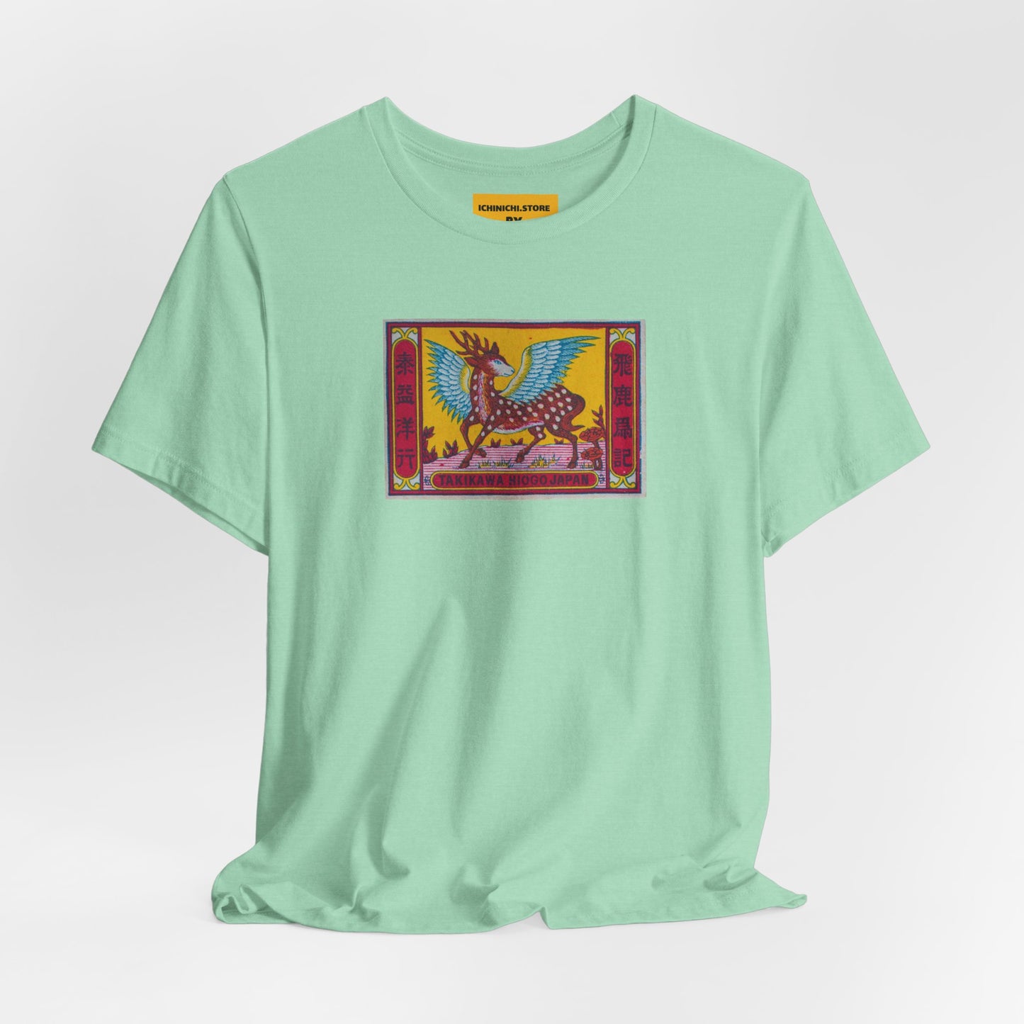 Flying Deer Vintage Japanese Winged Stag Matchbox Label Tee