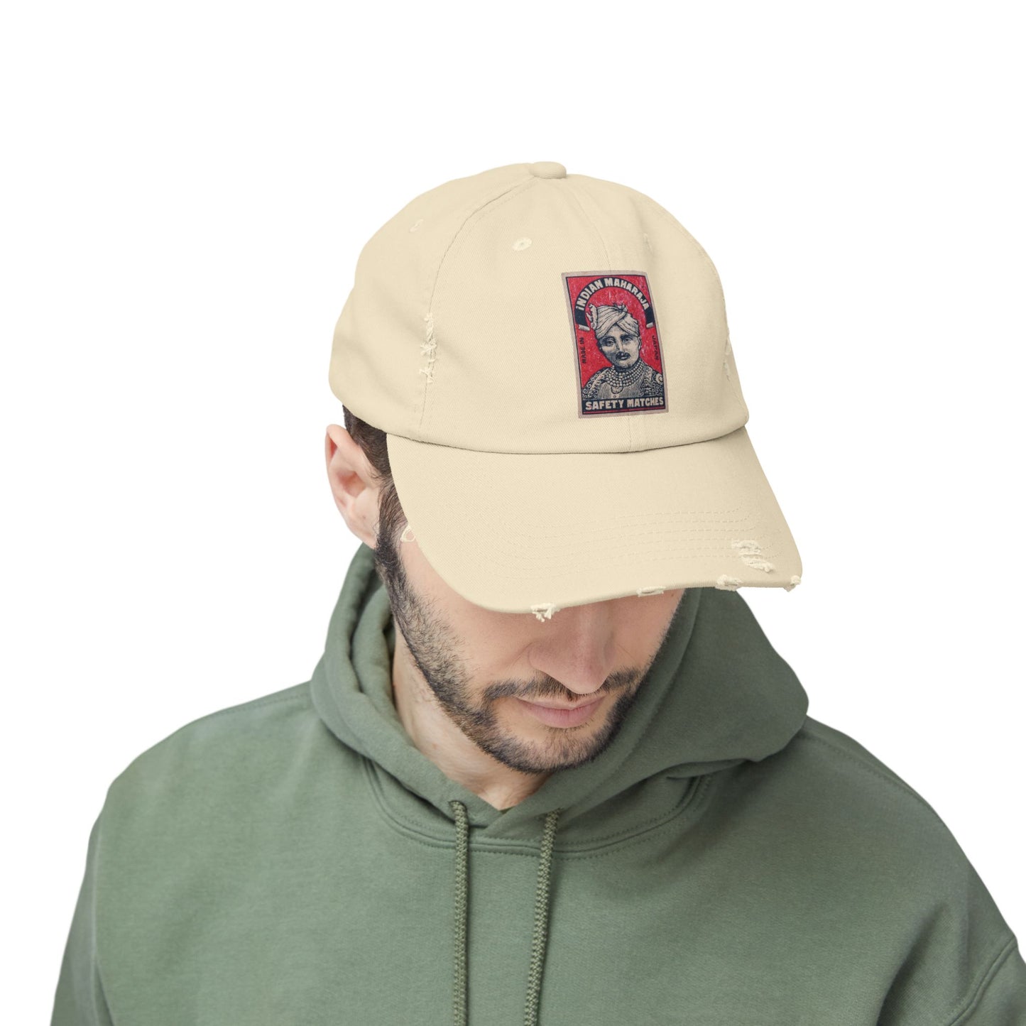 Maharaja in Red Vintage Matchbox Label Distressed Cap