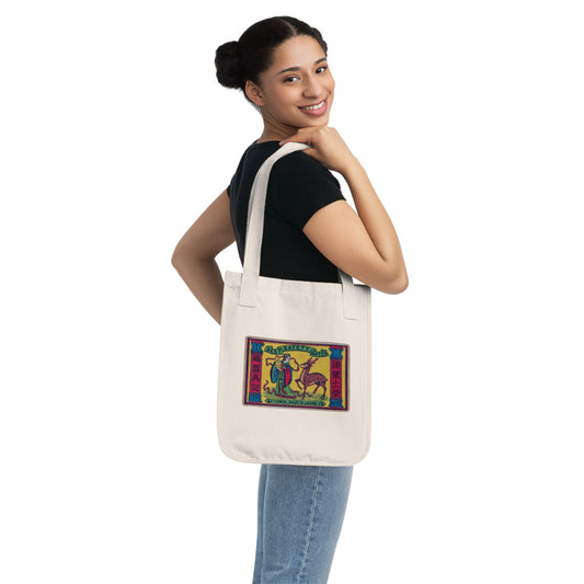 Y. Honda Best Safety Match Vintage Japanese Matchbox Label Organic Canvas Tote Bag Meiji Era Archive