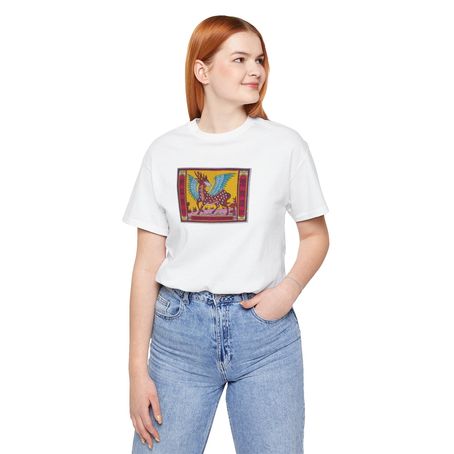 Flying Deer Vintage Japanese Winged Stag Matchbox Label Tee