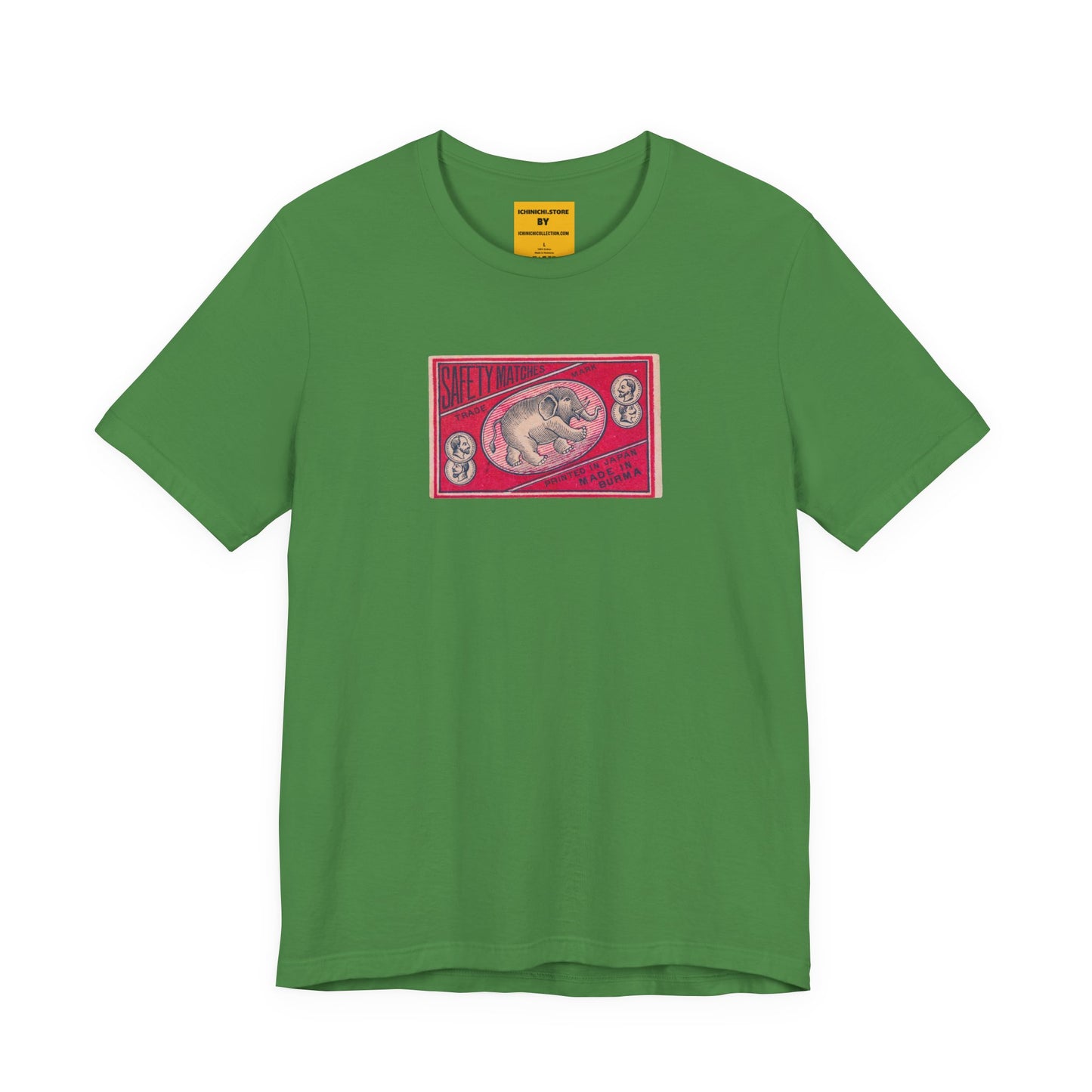 Safety Matches Elephant-Vintage Japanese Matchbox Label Unisex Tee | Burma Export Archive