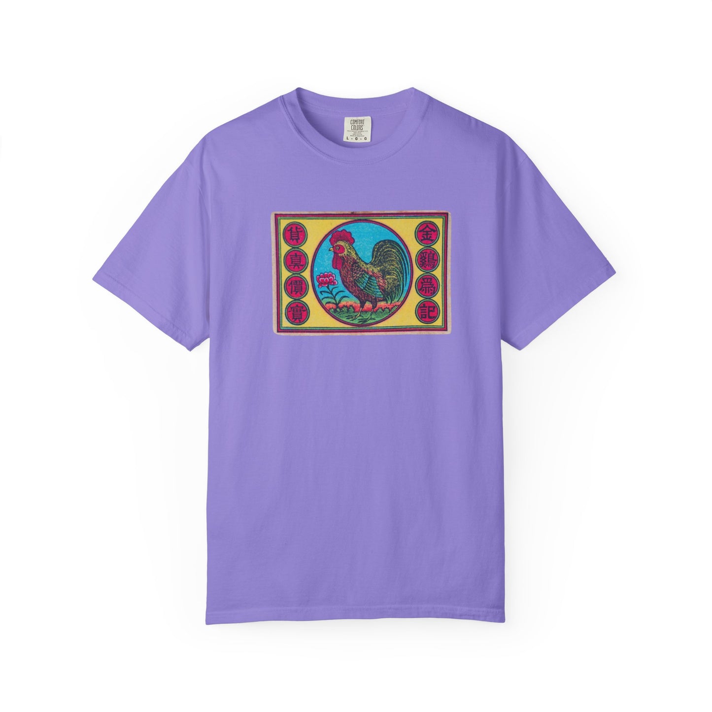Golden Rooster Brand Vintage Japanese Matchbox Label Garment-Dyed Tee Meiji Era Archive