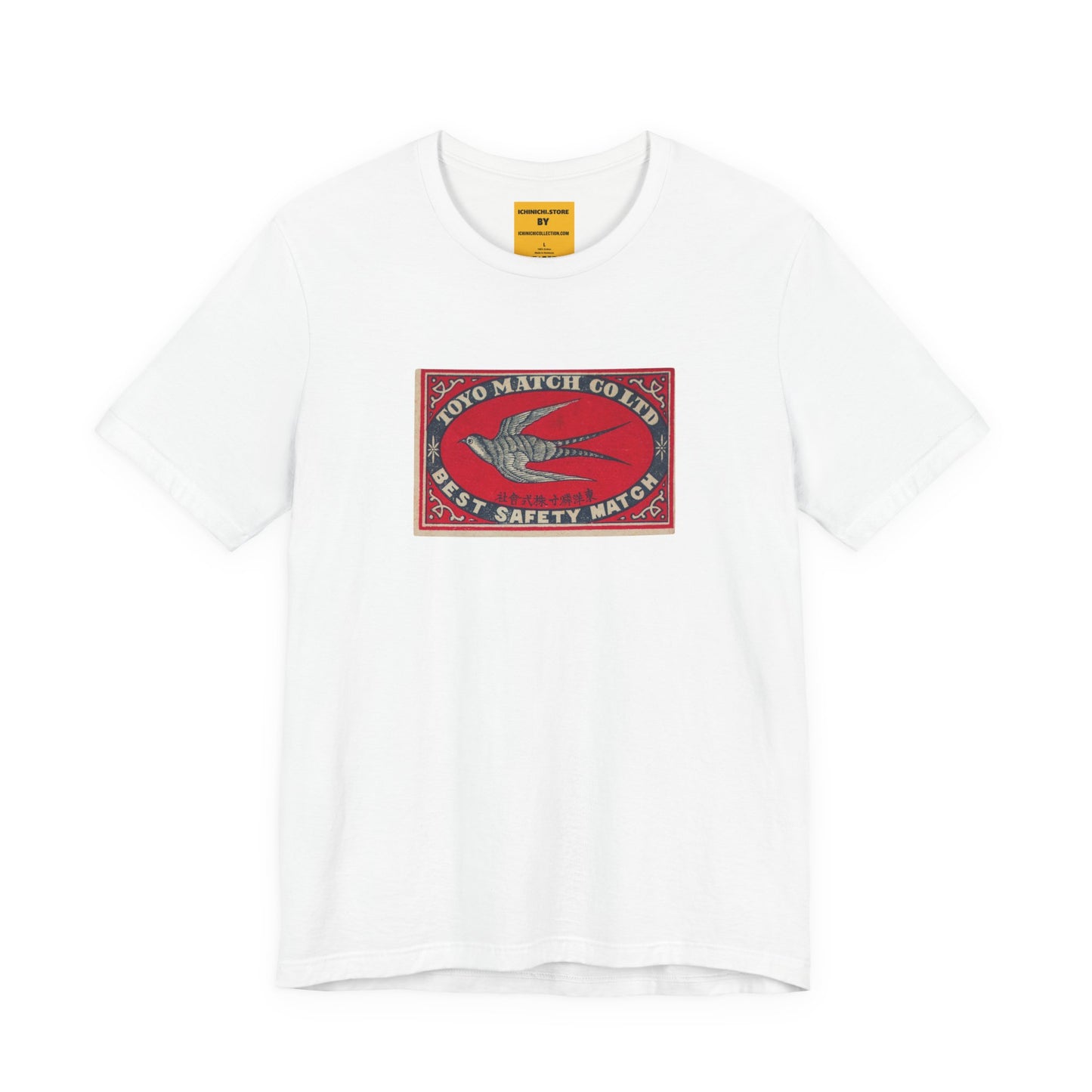 Toyo Match Swallow Vintage Japanese Matchbox Label Unisex Tee Taisho Era Archive