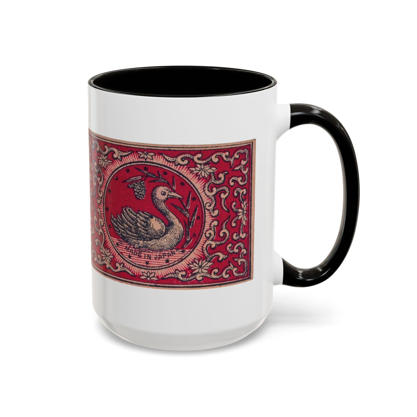 Swan Trade Mark Vintage Japanese Matchbox Label Two-Tone Ceramic Mug Meiji Era Archive