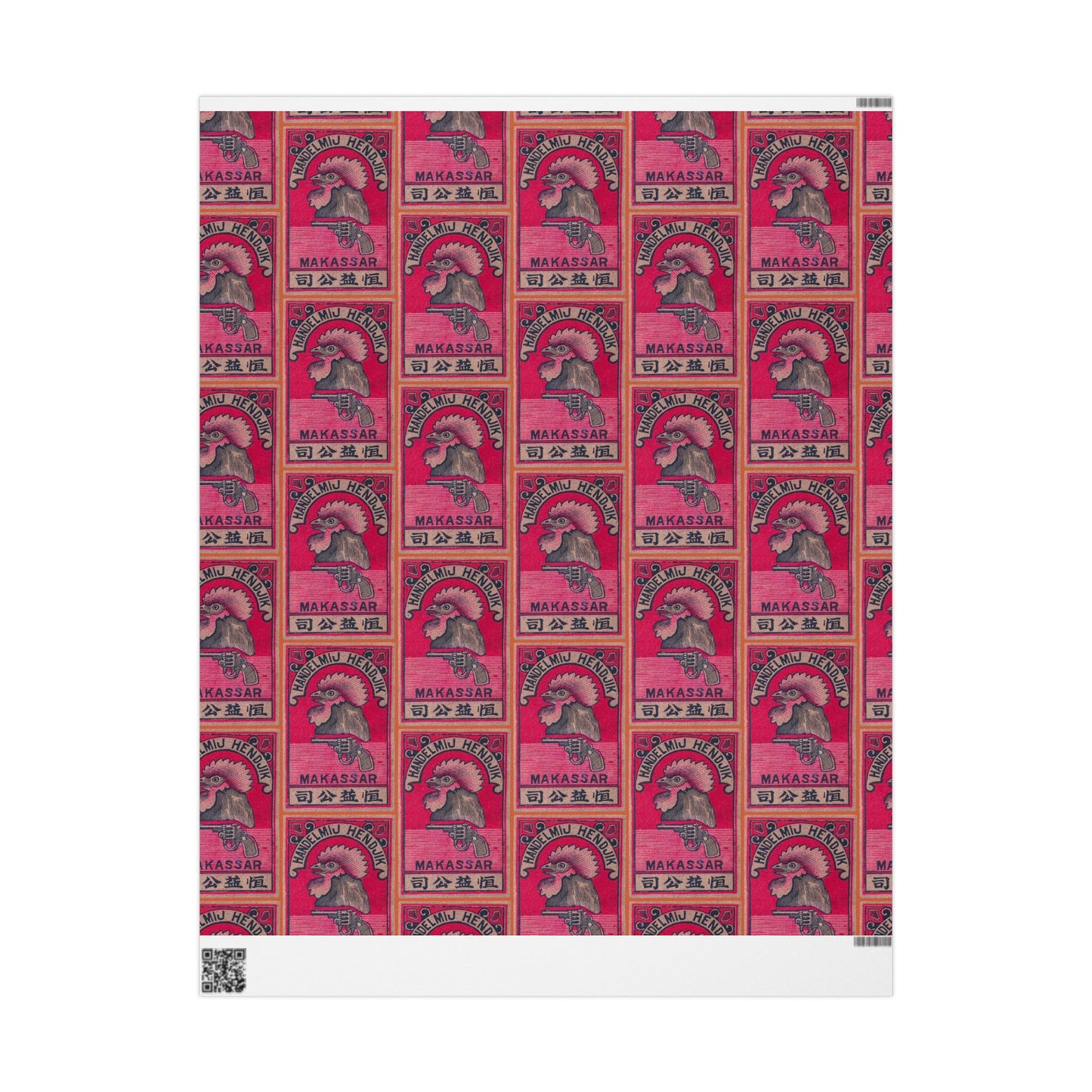 Handelmij Hendjik Makassar Rooster Vintage Japanese Matchbox Label Wrapping Paper