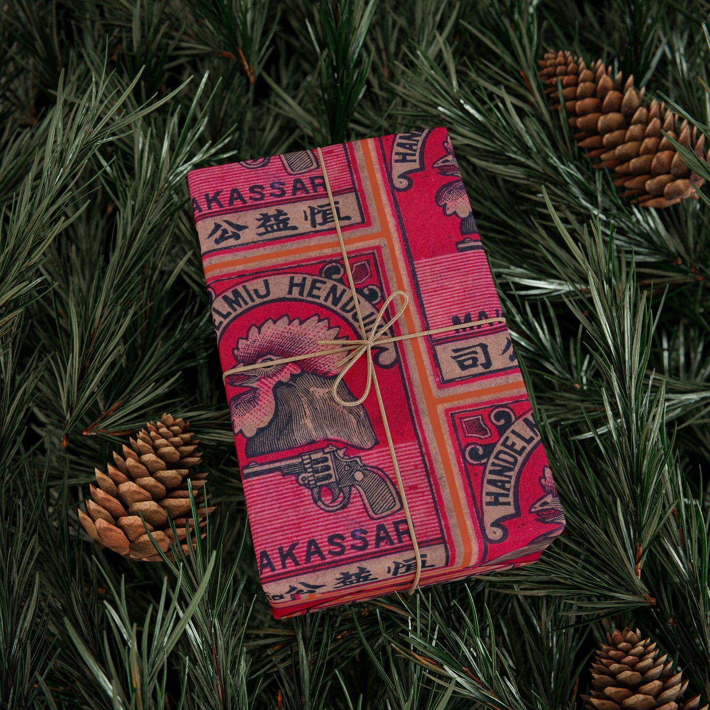 Handelmij Hendjik Makassar Rooster Vintage Japanese Matchbox Label Wrapping Paper