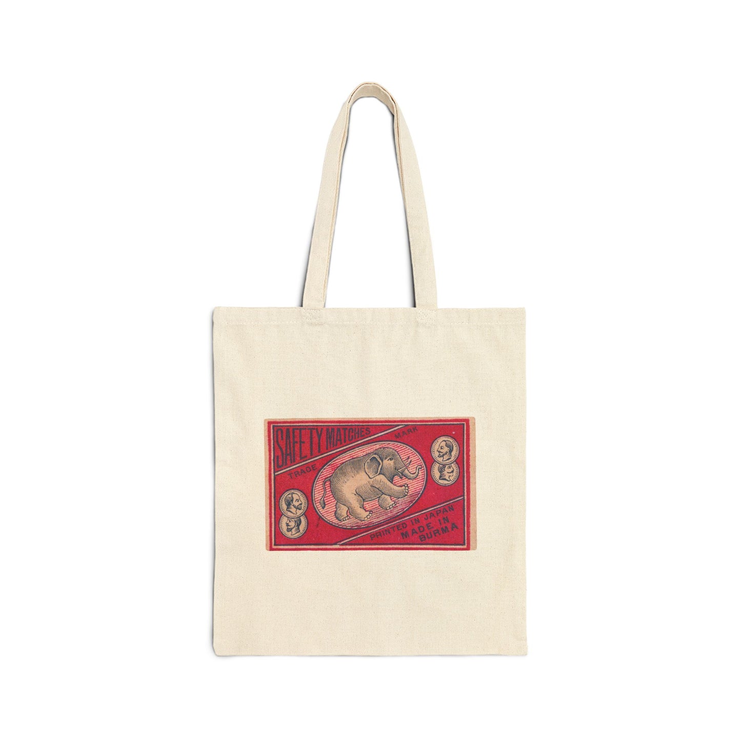 Safety Matches Elephant — Vintage Japanese Matchbox Label Canvas Tote Bag