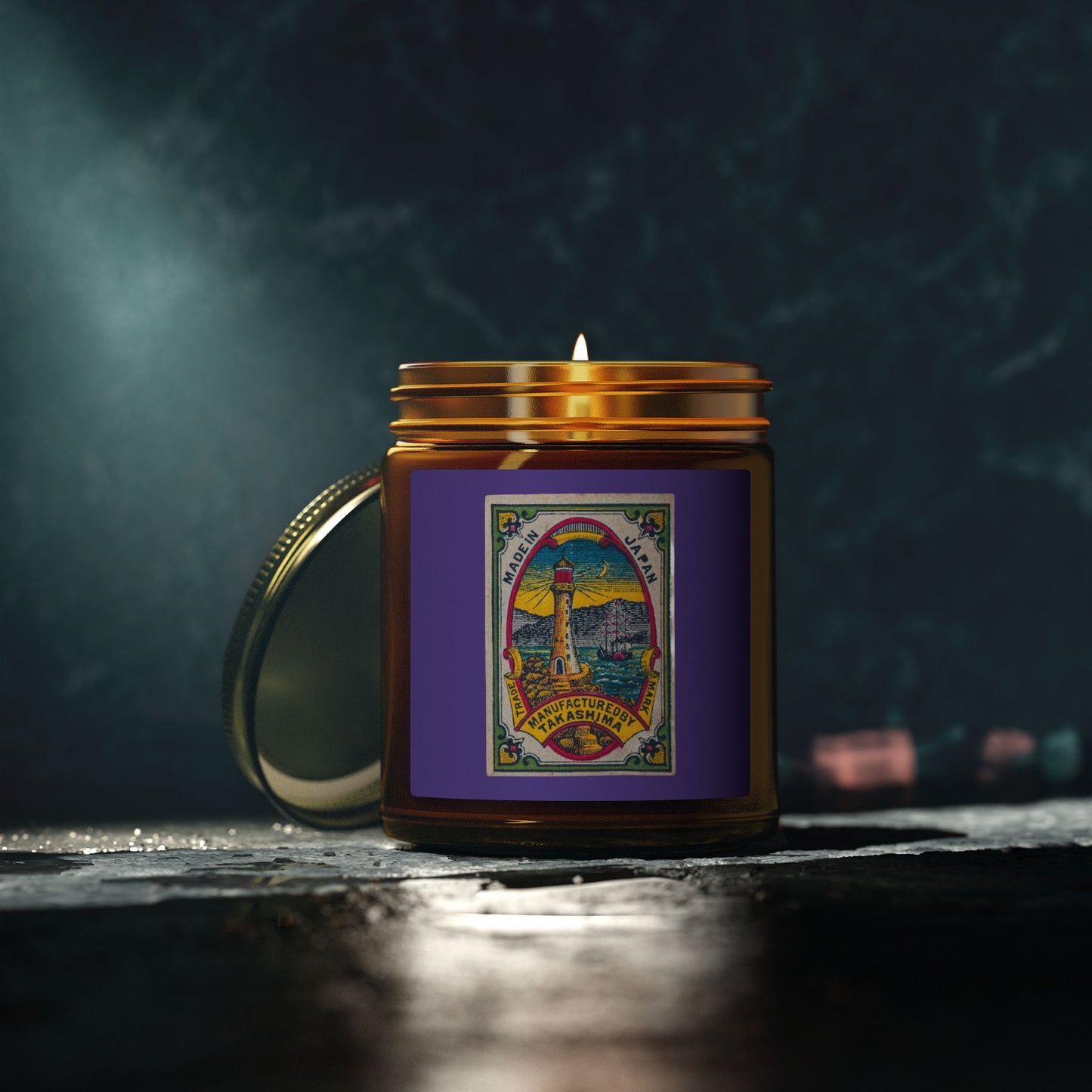 Takashima Lighthouse , Vintage Japanese Matchbox Label Scented Candle | Meiji Era Maritime Archive
