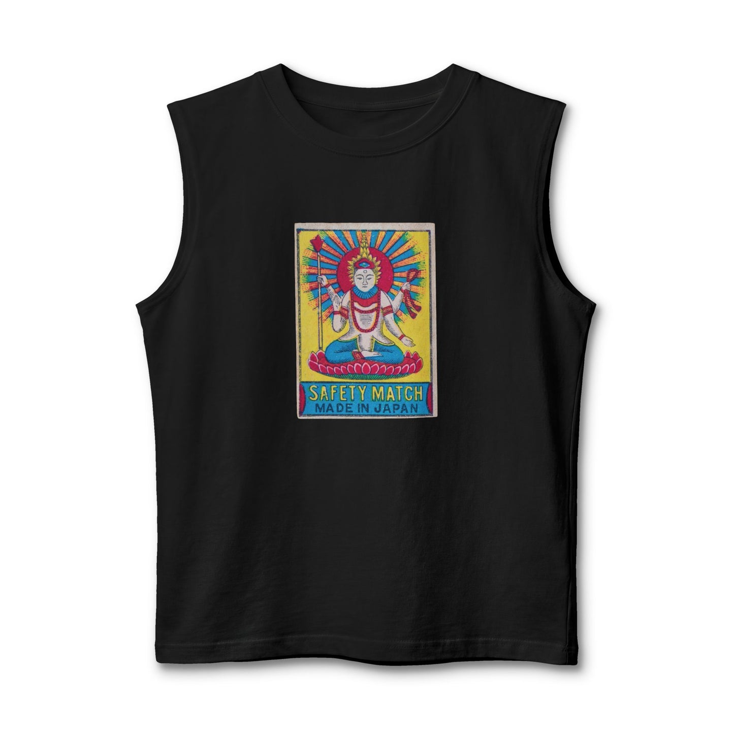 Vishnu Deity Vintage Japanese Matchbox Label Muscle Tank