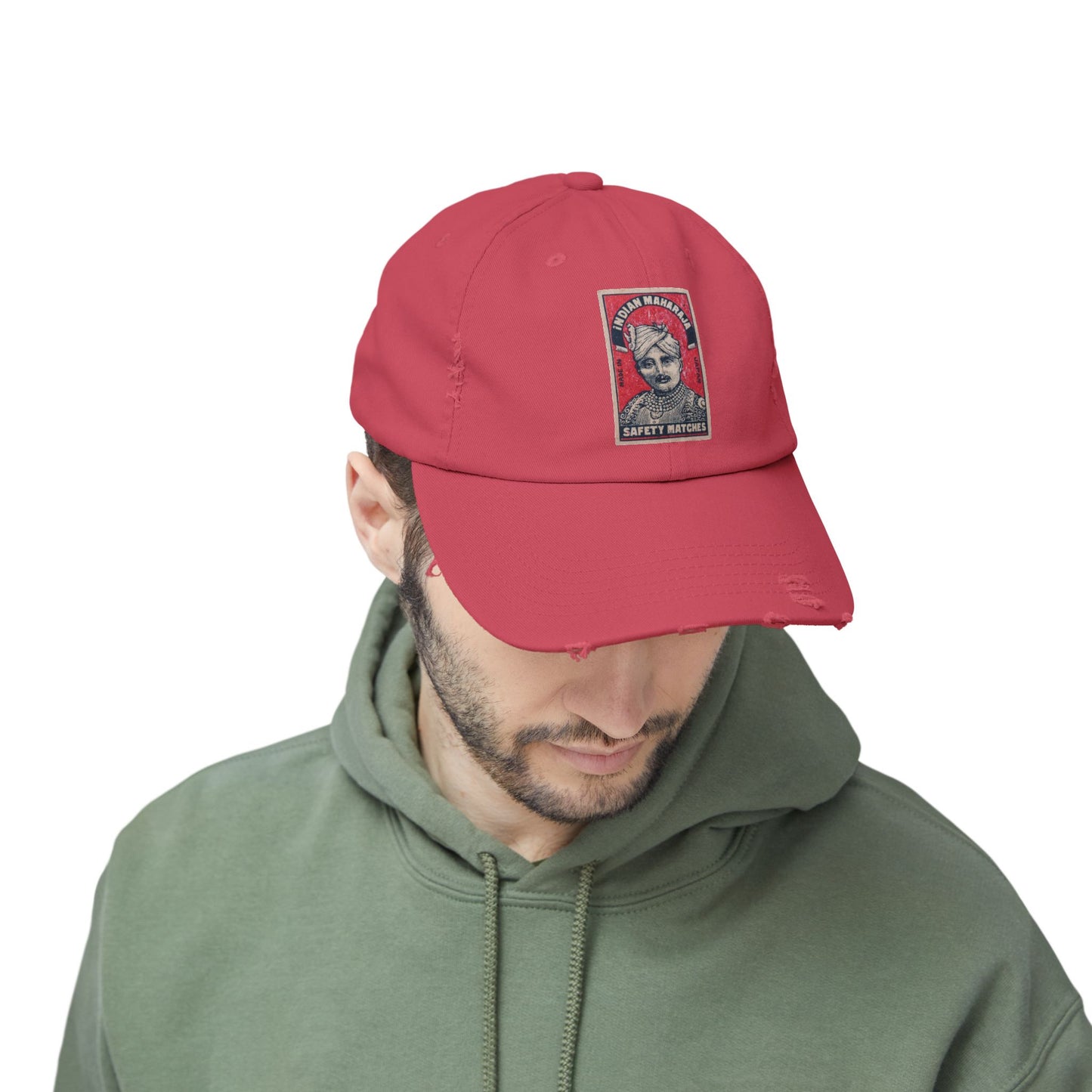 Maharaja in Red Vintage Matchbox Label Distressed Cap