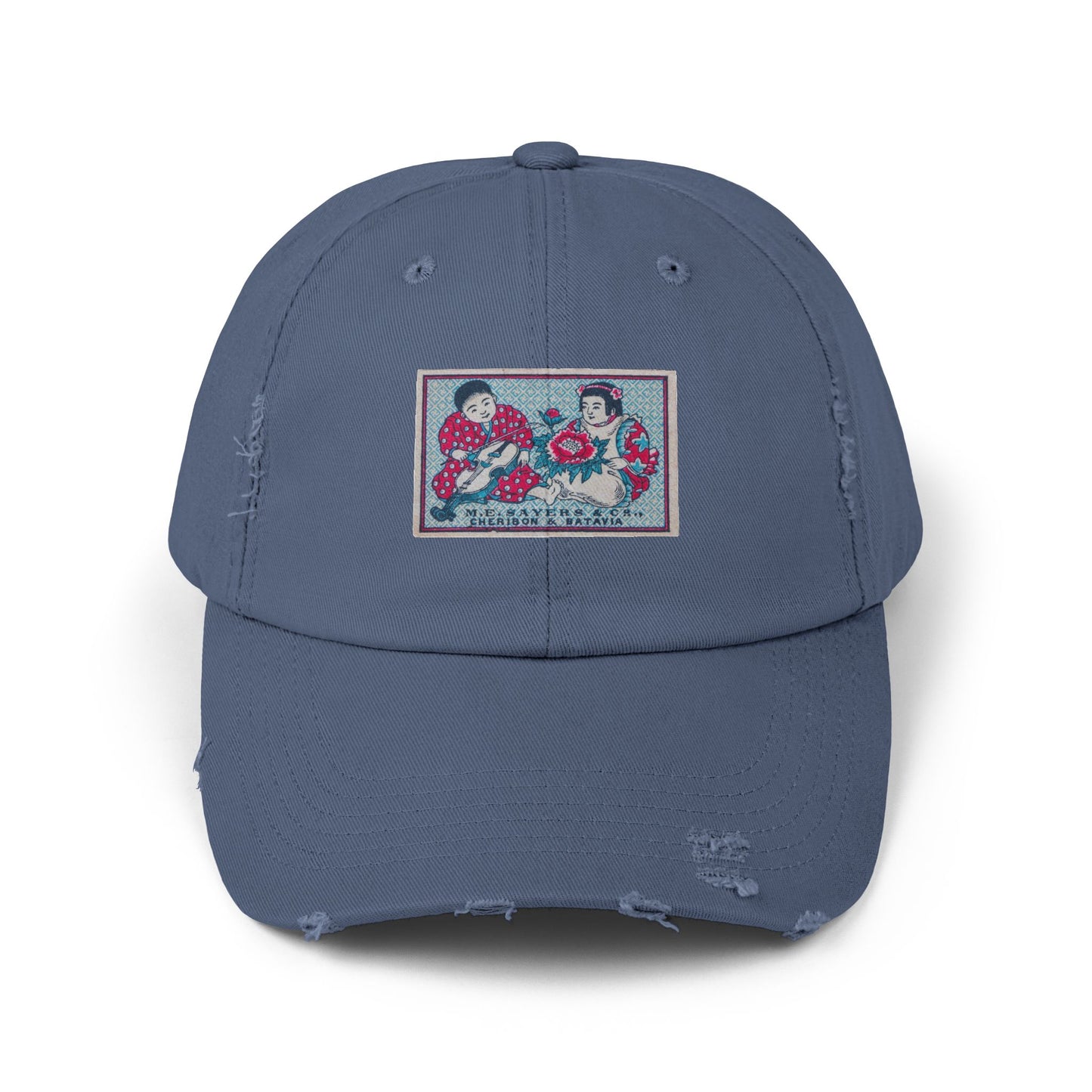 Sayers Children and Peony Vintage Matchbox Label Distressed Cap