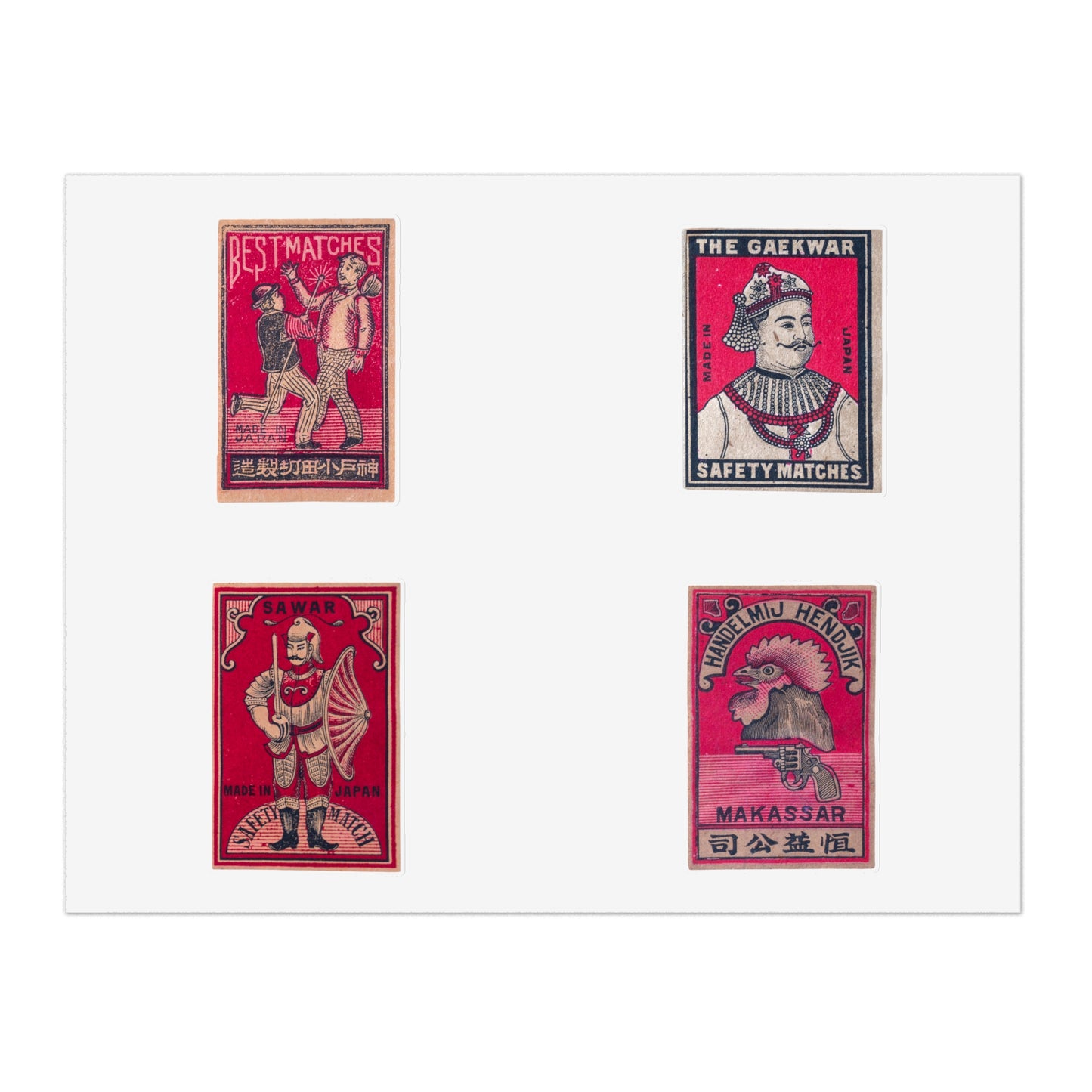 Japanese Matchbox Figures Labels Sticker Sheet