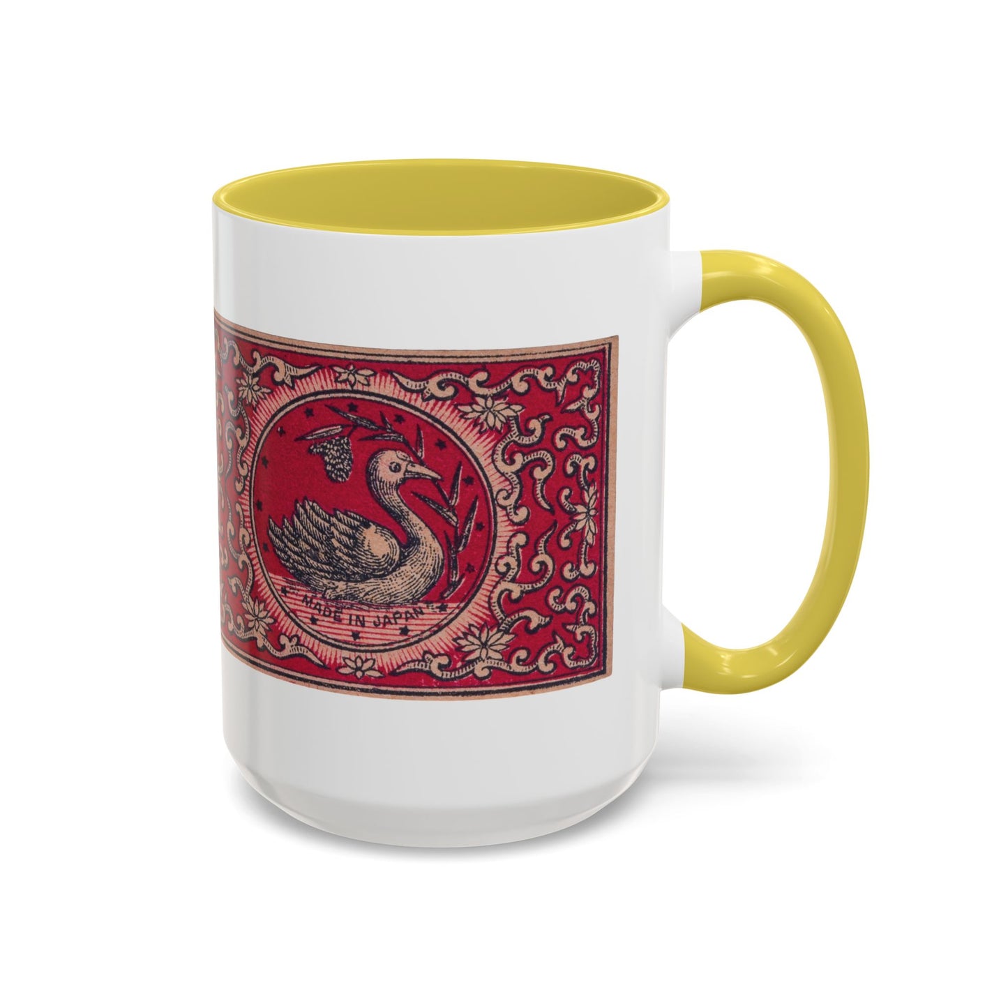 Swan Trade Mark Vintage Japanese Matchbox Label Two-Tone Ceramic Mug Meiji Era Archive