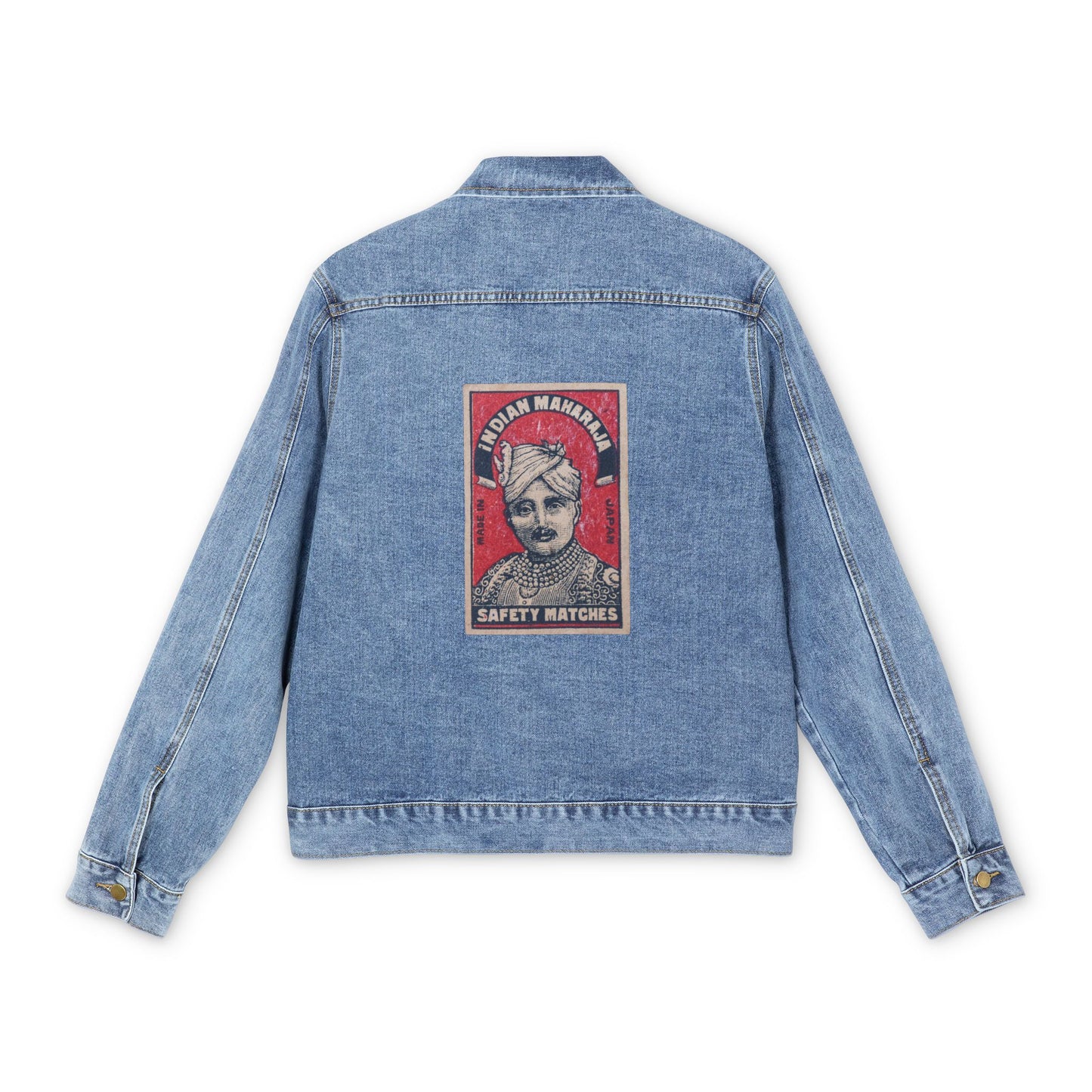 Maharaja in Red Vintage Matchbox Label Denim Jacket
