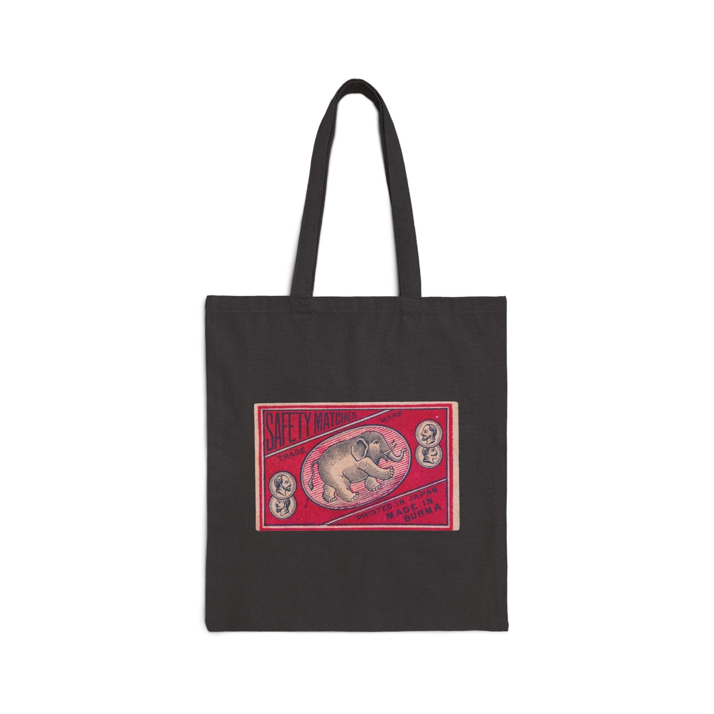 Safety Matches Elephant — Vintage Japanese Matchbox Label Canvas Tote Bag