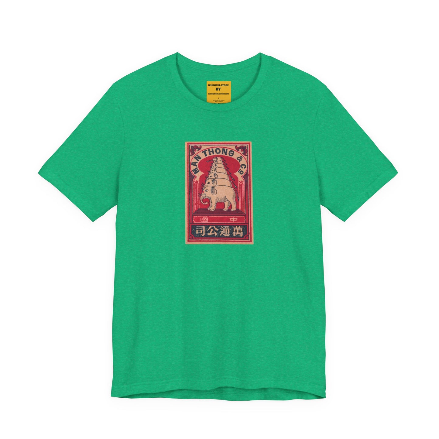 Man Thong Vintage Elephant Pagoda Label Unisex Tee
