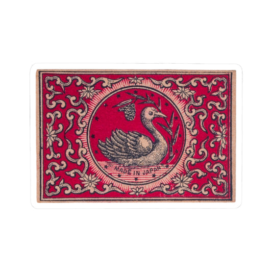 The Swan , Vintage Japanese Matchbox Label Vinyl Sticker | Meiji Era Ornamental Archive