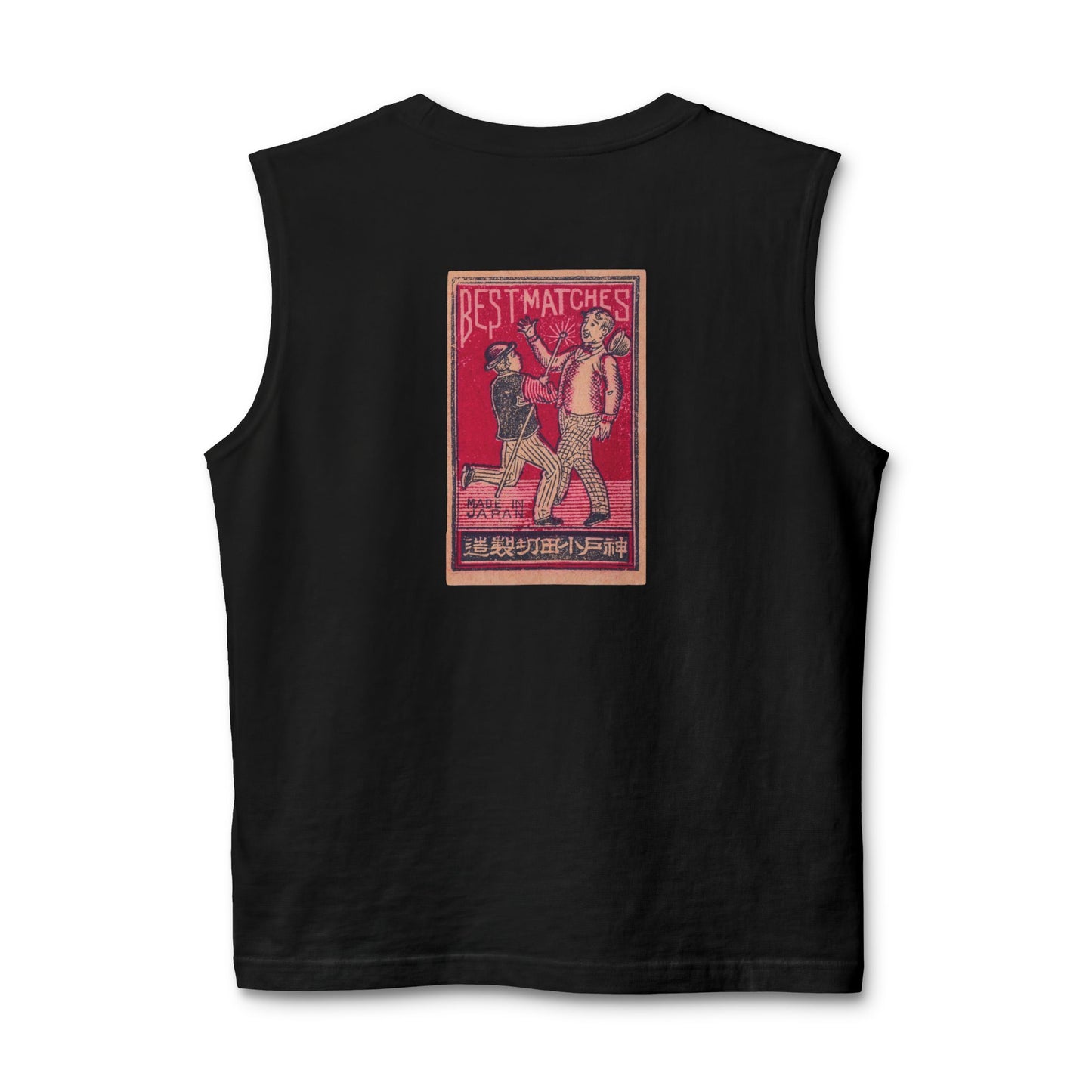Best Matches Vintage Japanese Two Men Matchbox Label Muscle Tank