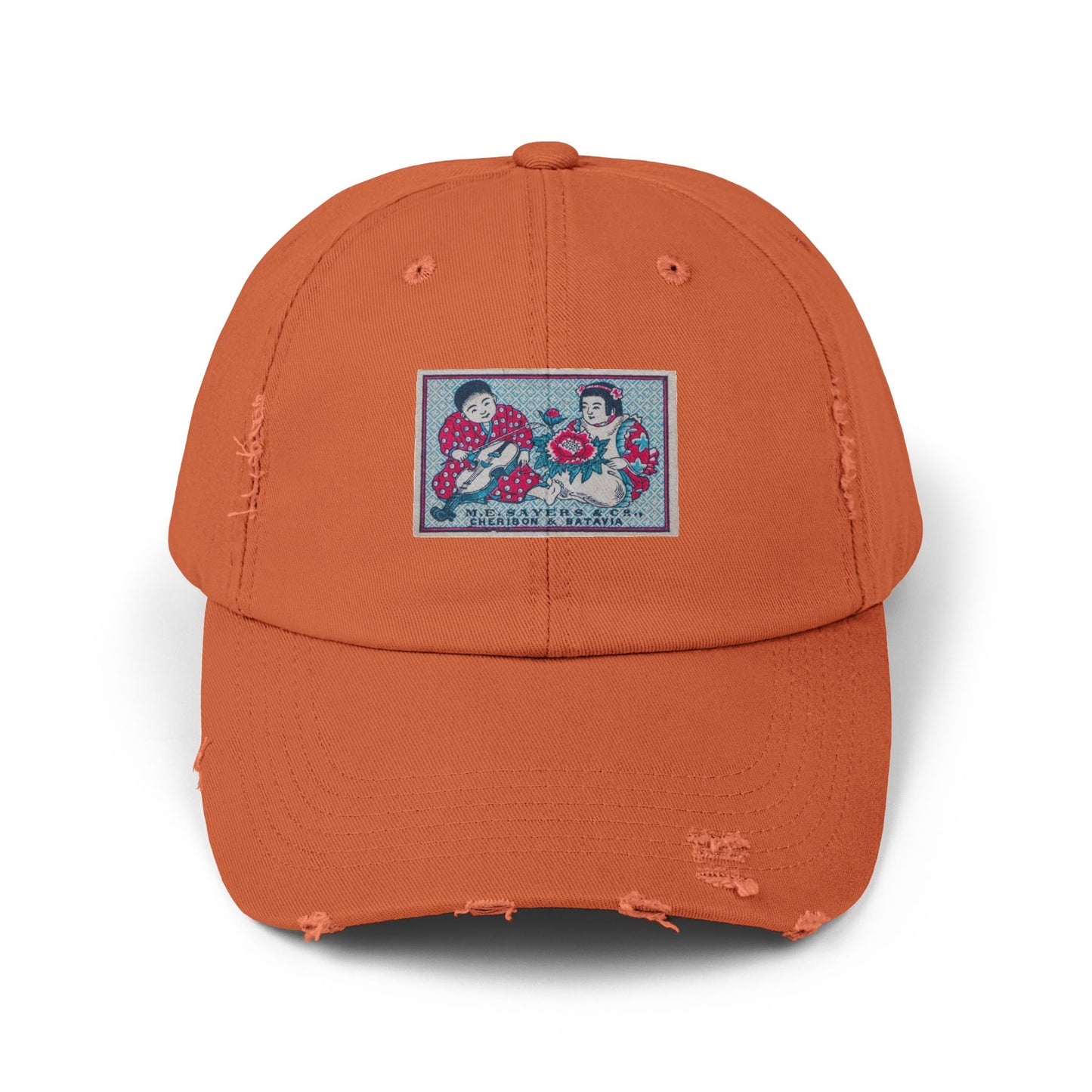 Sayers Children and Peony Vintage Matchbox Label Distressed Cap