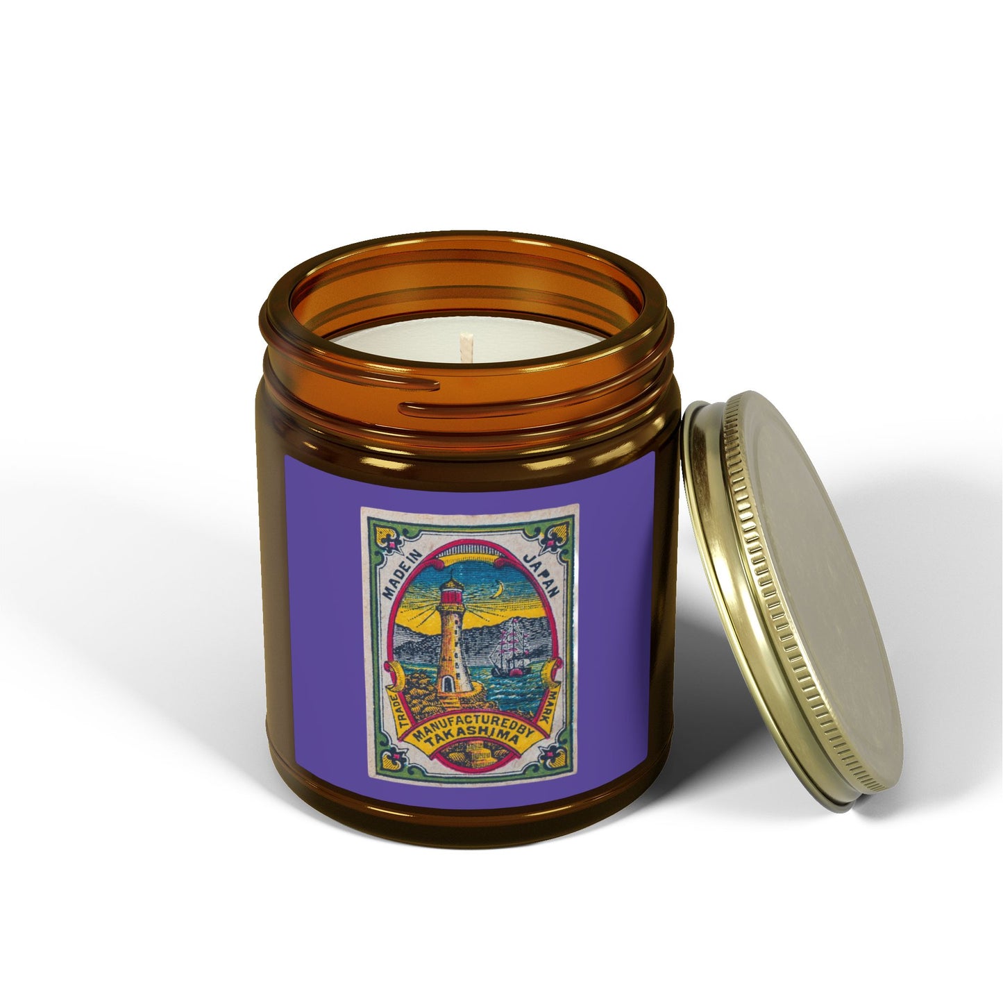 Takashima Lighthouse , Vintage Japanese Matchbox Label Scented Candle | Meiji Era Maritime Archive