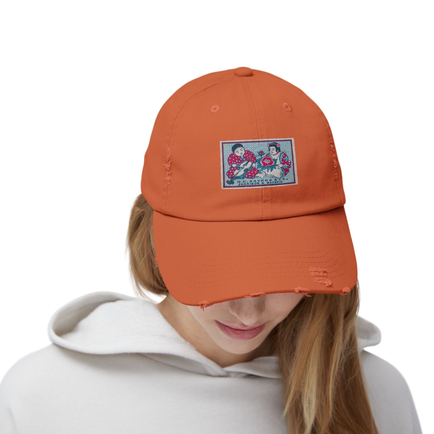 Sayers Children and Peony Vintage Matchbox Label Distressed Cap