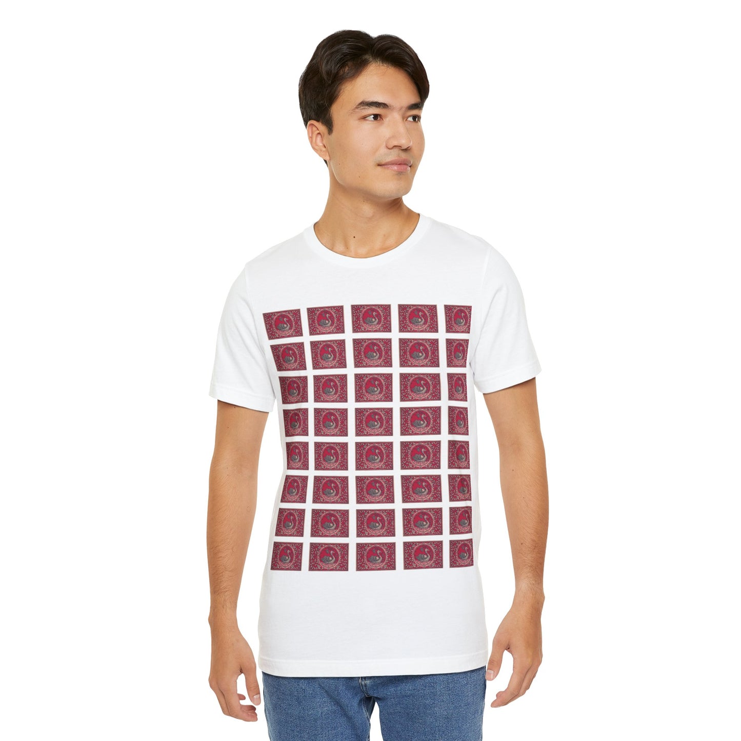 The Swan Grid — Vintage Japanese Matchbox Label Unisex Tee