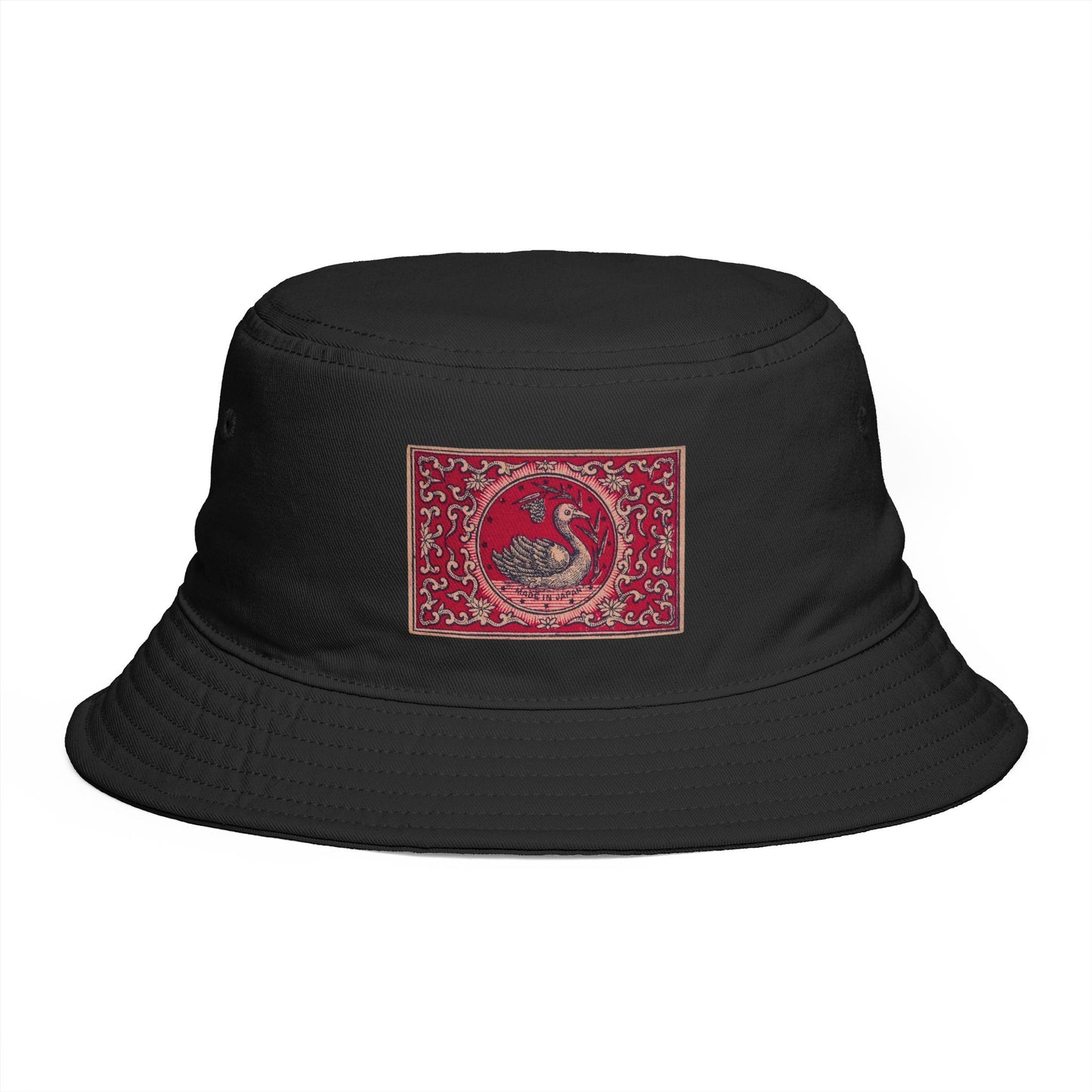 Swan Medallion Vintage Matchbox Label Bucket Hat