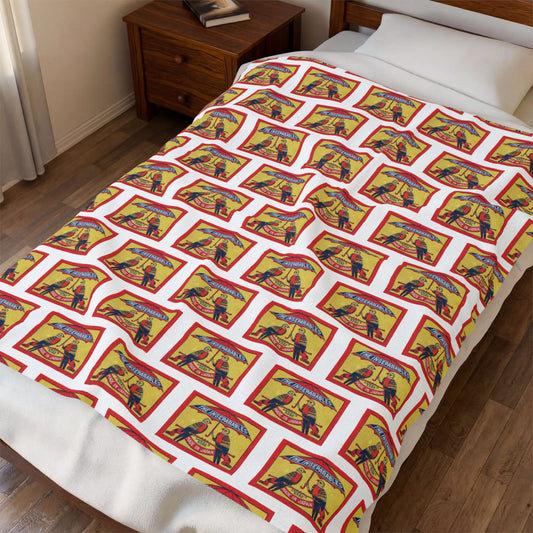 The Inseparables — Vintage Japanese Matchbox Label Plush Velveteen Blanket | Samuel's Kobe Archive