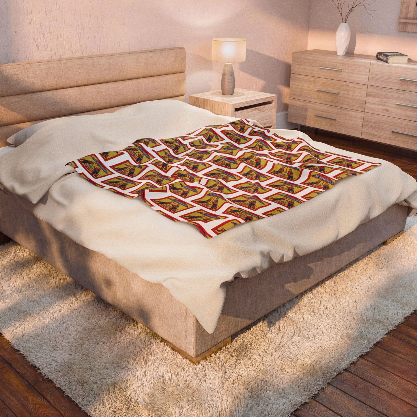 The Inseparables — Vintage Japanese Matchbox Label Plush Velveteen Blanket | Samuel's Kobe Archive
