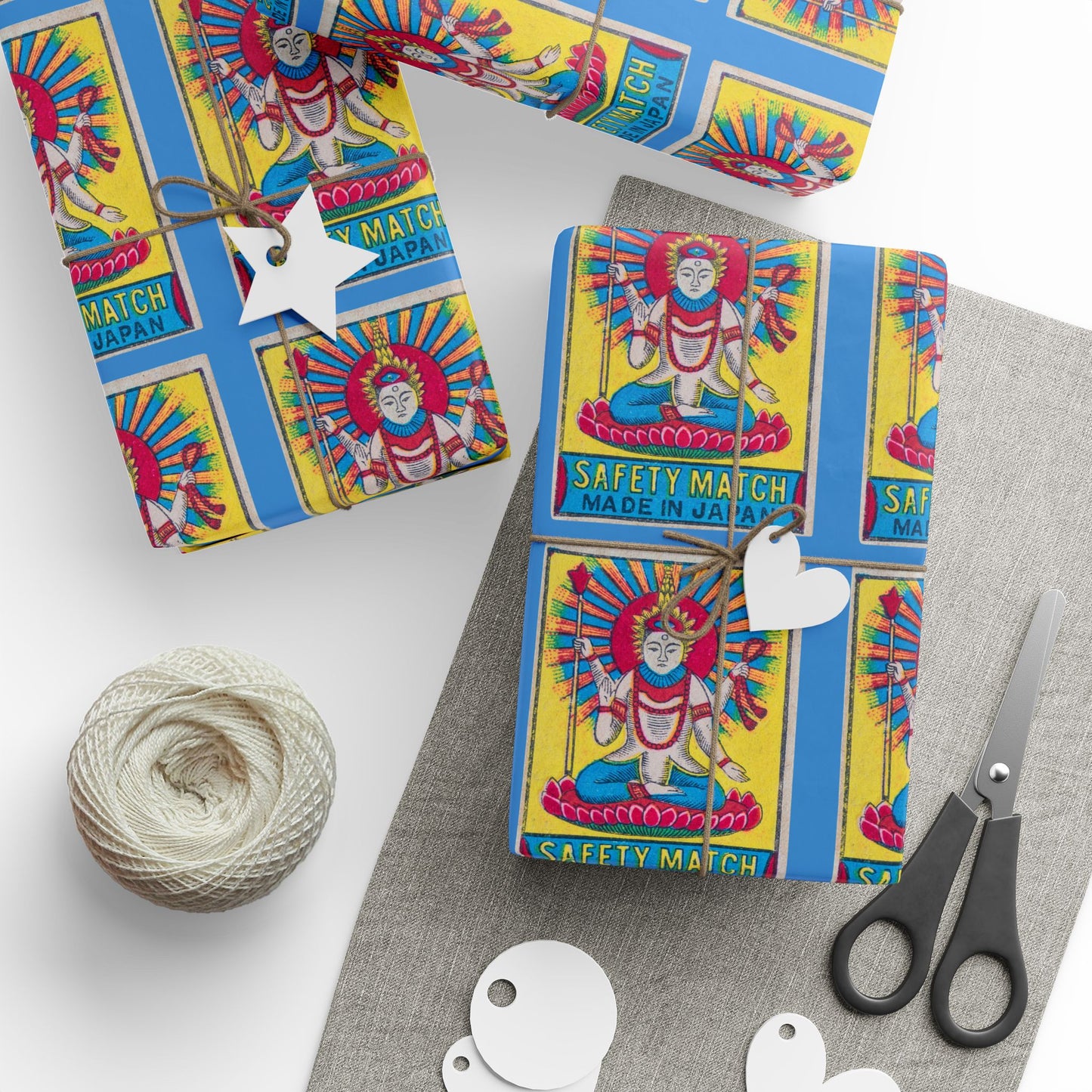 Vishnu Safety Match Vintage Japanese Matchbox Label Wrapping Paper