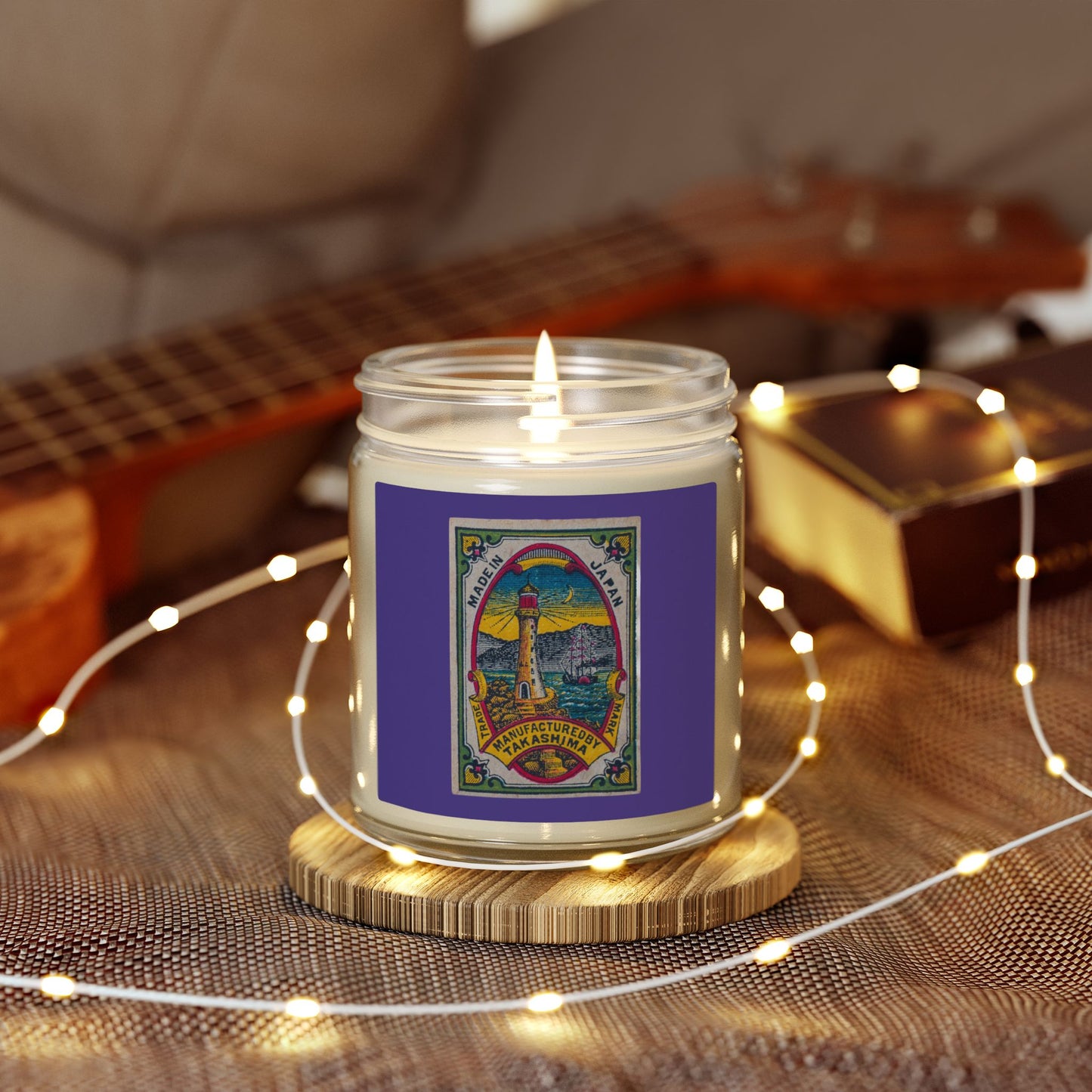 Takashima Lighthouse , Vintage Japanese Matchbox Label Scented Candle | Meiji Era Maritime Archive