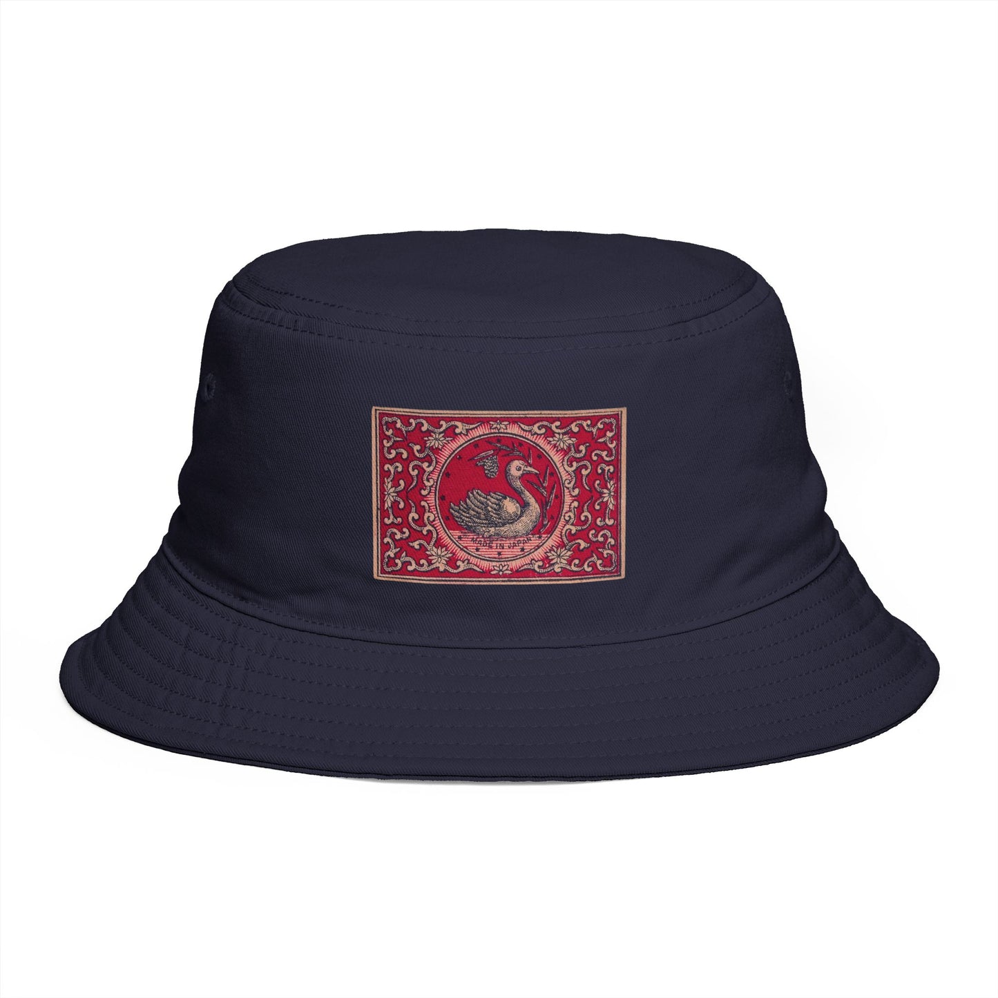 Swan Medallion Vintage Matchbox Label Bucket Hat