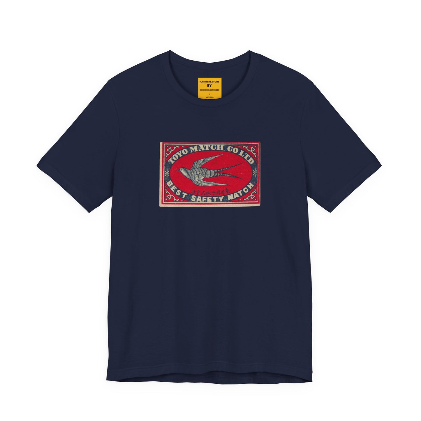 Toyo Match Swallow Vintage Japanese Matchbox Label Unisex Tee Taisho Era Archive