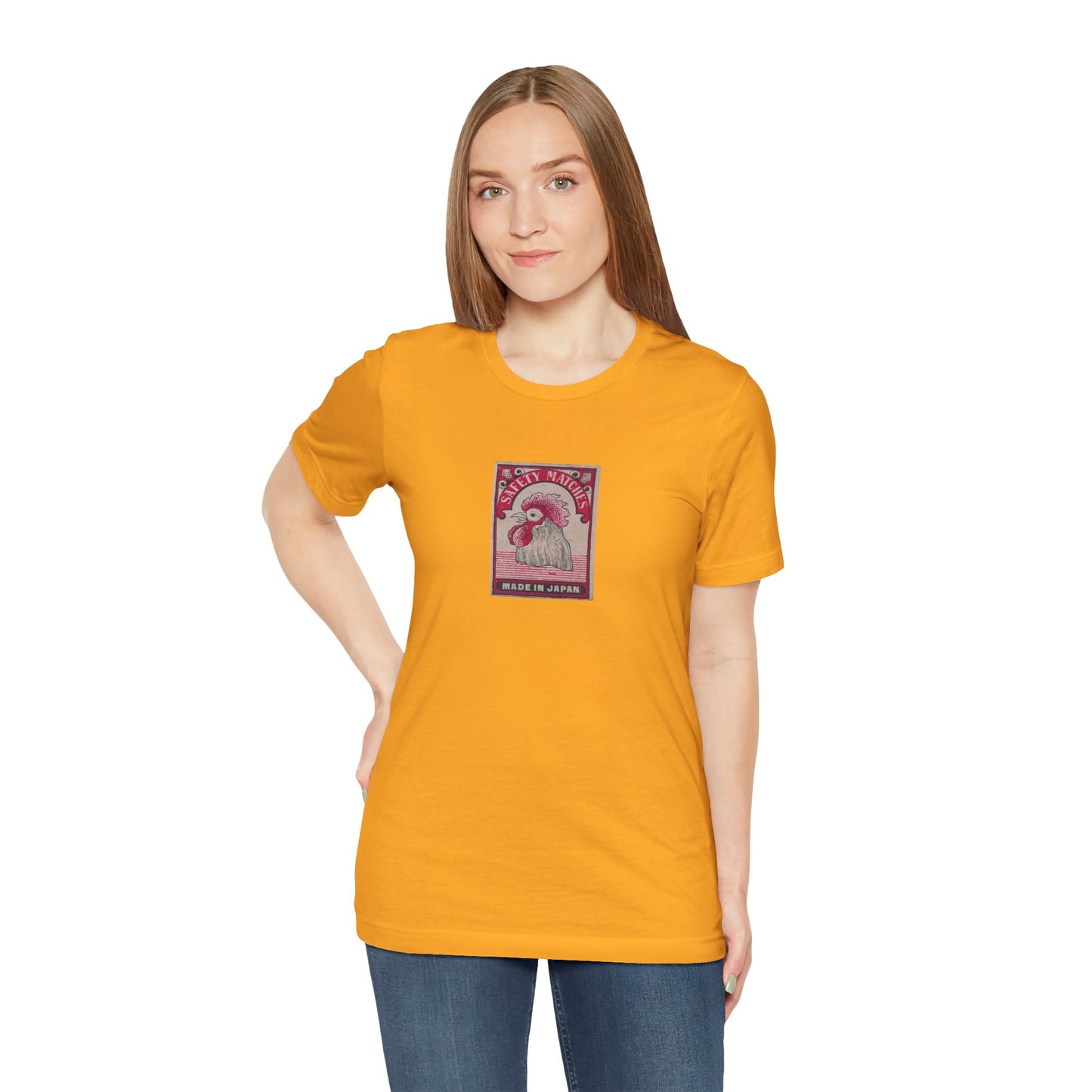 Rooster Head Safety Matches Vintage Japanese Matchbox Label Unisex Tee