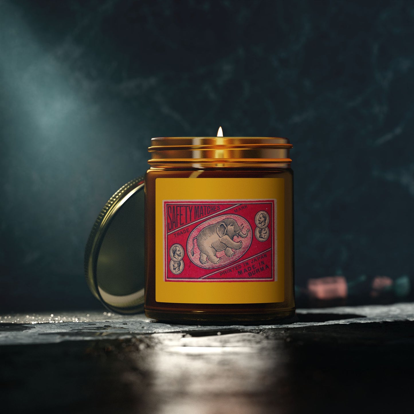 Safety Matches Elephant Burma , Vintage Japanese Matchbox Label Scented Candle | Meiji Era Archive