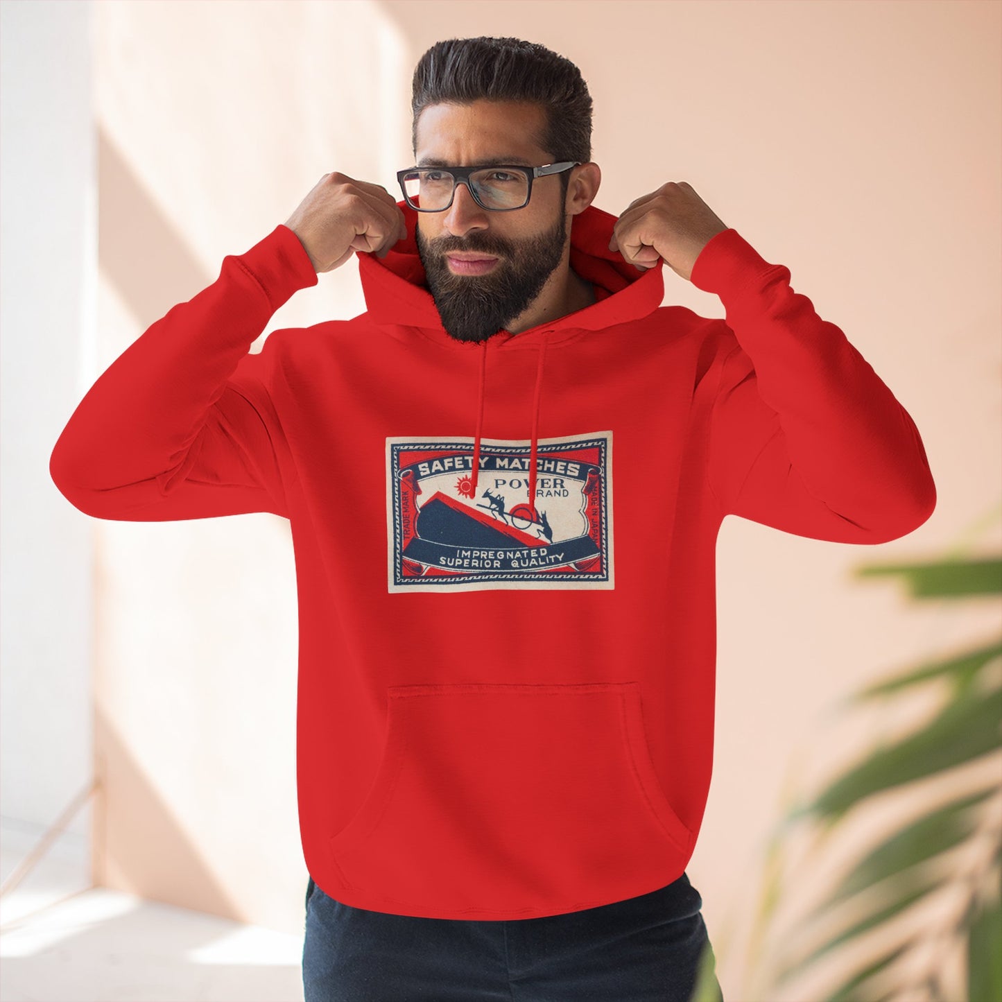 Power Brand Safety Matches Vintage Japanese Matchbox Label Unisex Pullover Hoodie Taisho Era Archive