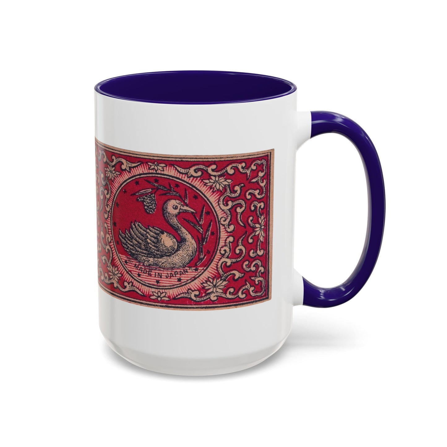 Swan Trade Mark Vintage Japanese Matchbox Label Two-Tone Ceramic Mug Meiji Era Archive