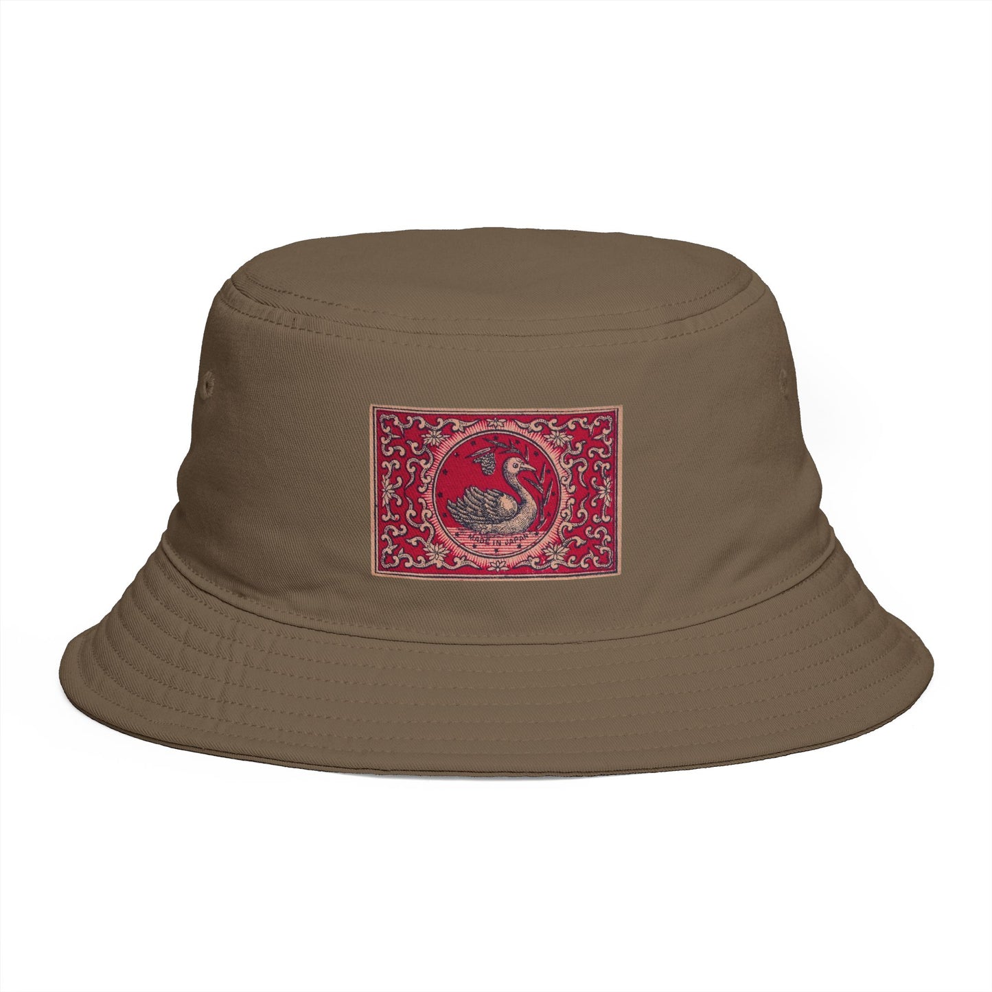Swan Medallion Vintage Matchbox Label Bucket Hat