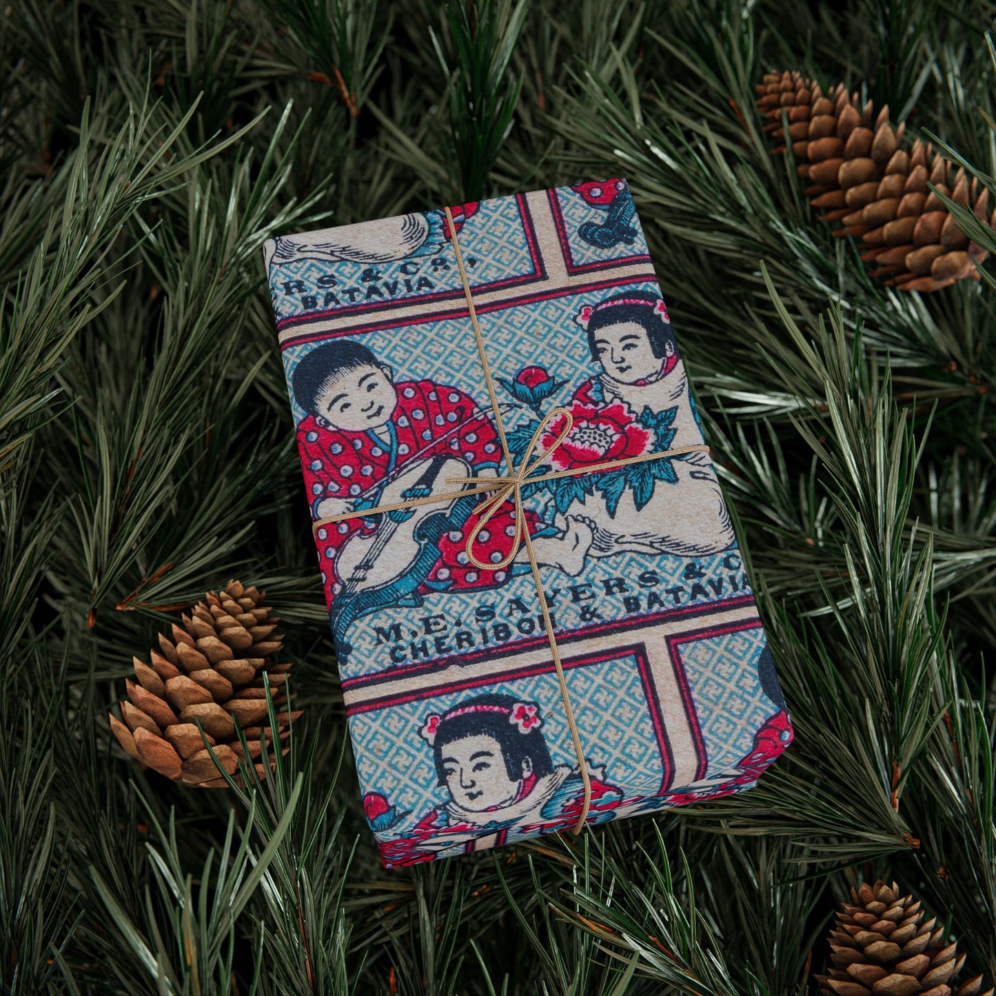 M.E. Sayers Cheribon Batavia Children Vintage Japanese Matchbox Label Wrapping Paper