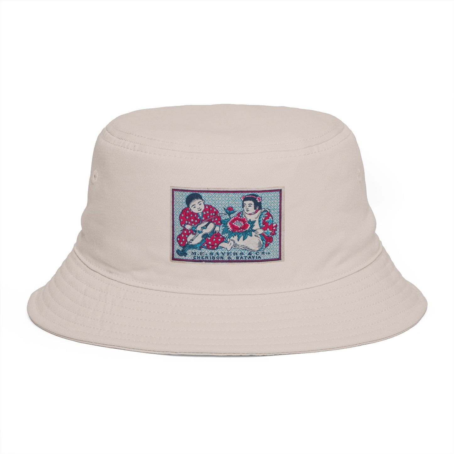 Sayers Children and Peony Vintage Matchbox Label Bucket Hat